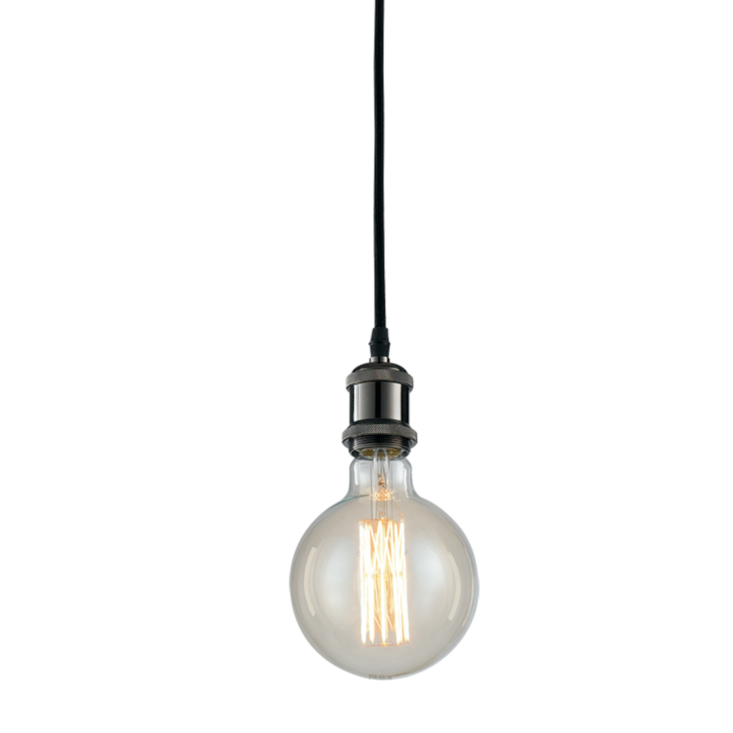 VINTAGE pendant light with fabric cable and black aluminium lamp holder - Luce Ambiente e Design