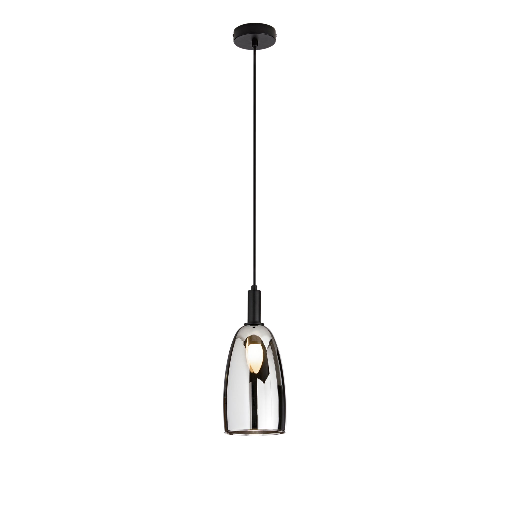 WEIZEN pendant 1 light with black metal structure and chrome glass - Luce Ambiente e Design
