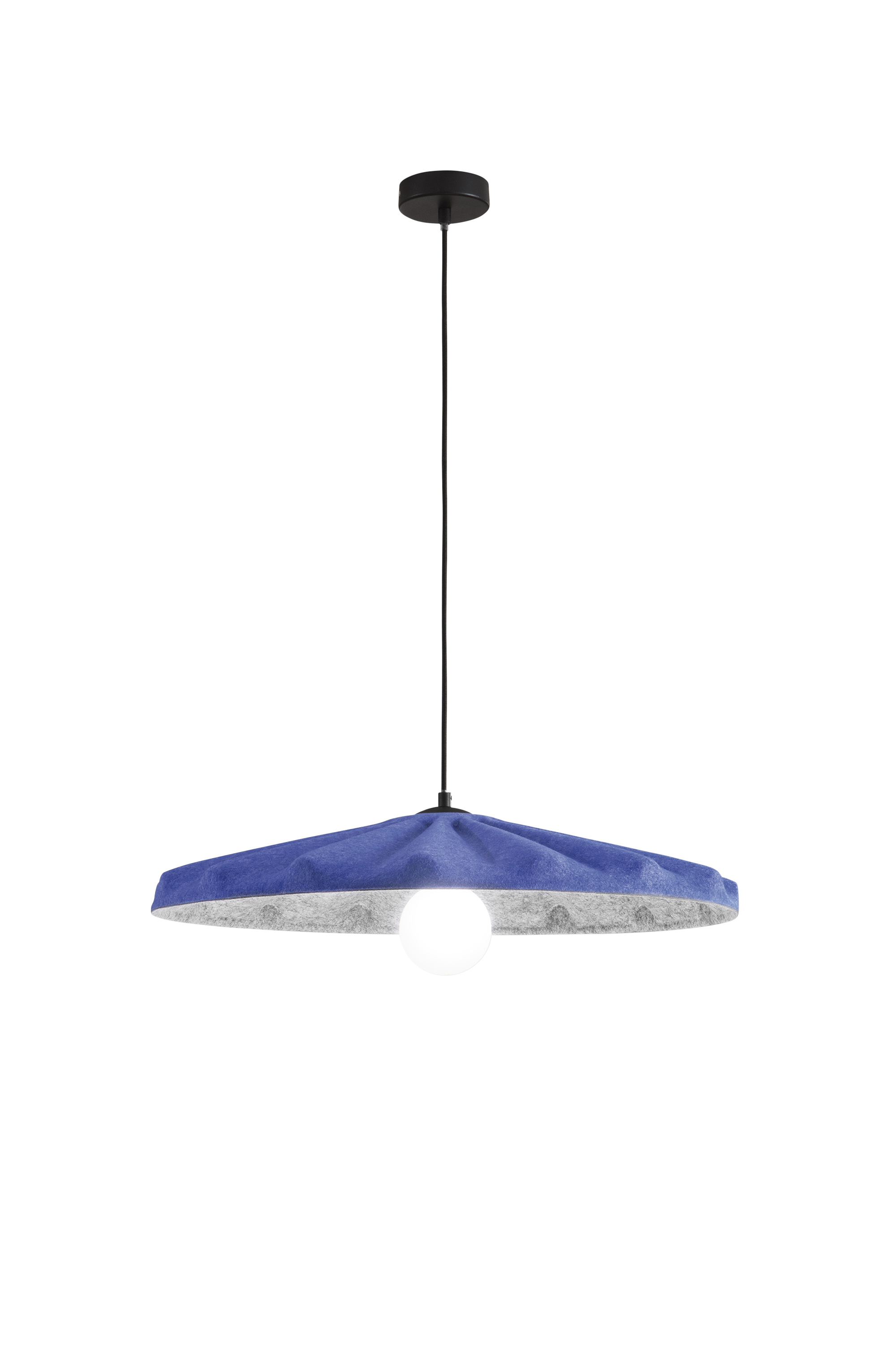WIMBLEDON pendant blue with grey interior in natural felt - Luce Ambiente e Design
