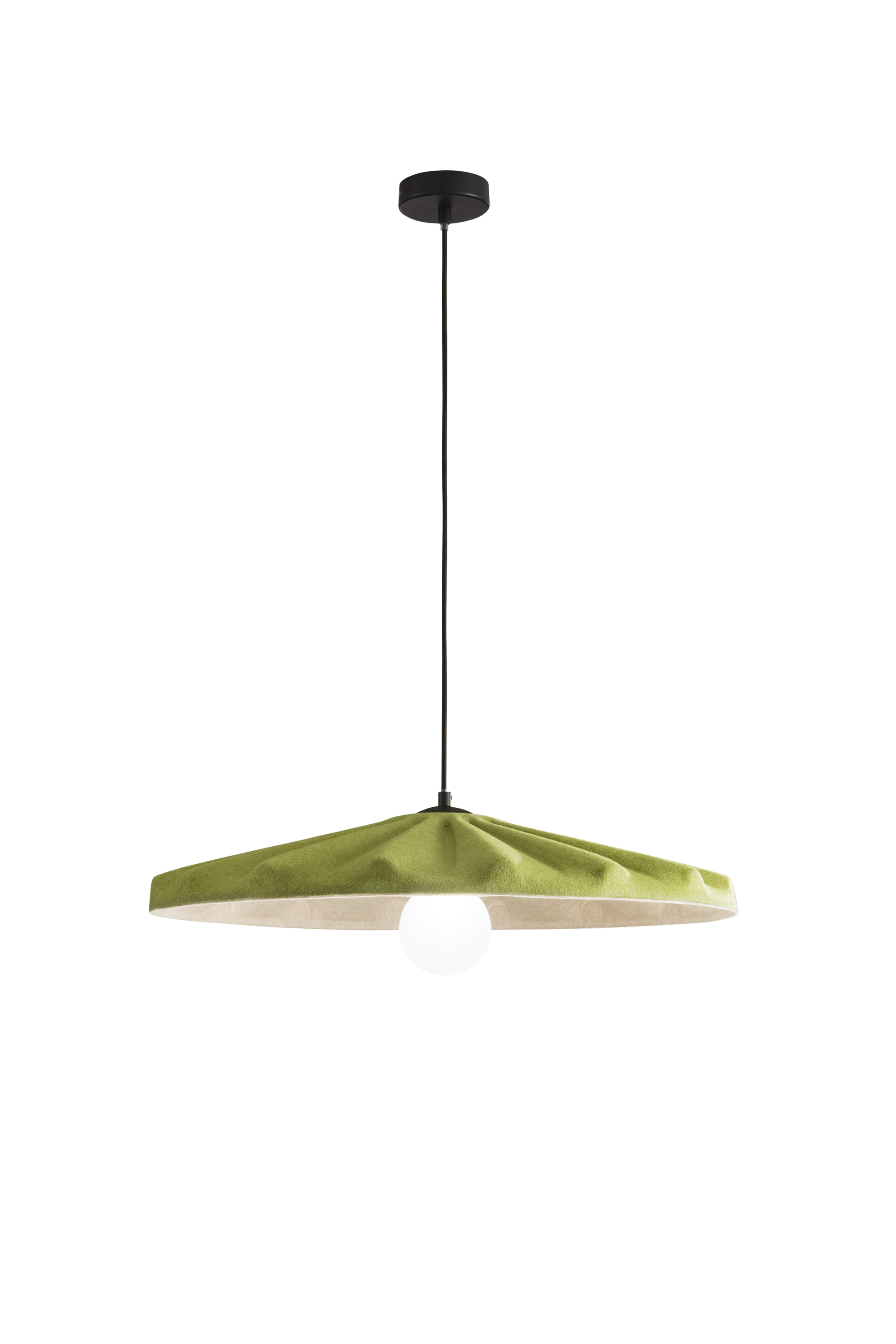 WIMBLEDON pendant green with beige interior in natural felt - Luce Ambiente e Design