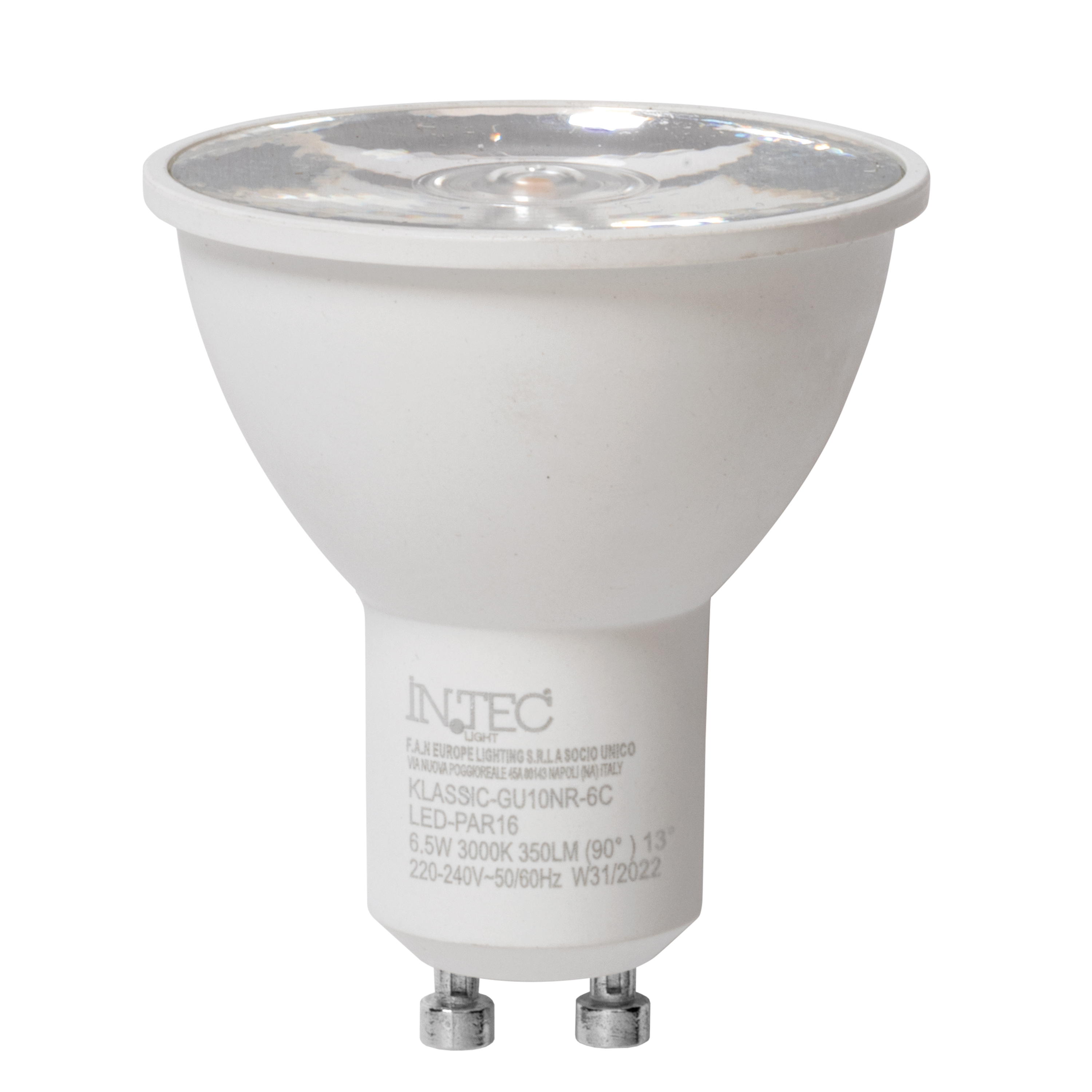 Narrow beam GU10 LED bulb - 6.5W - 3000K - Intec bulbs