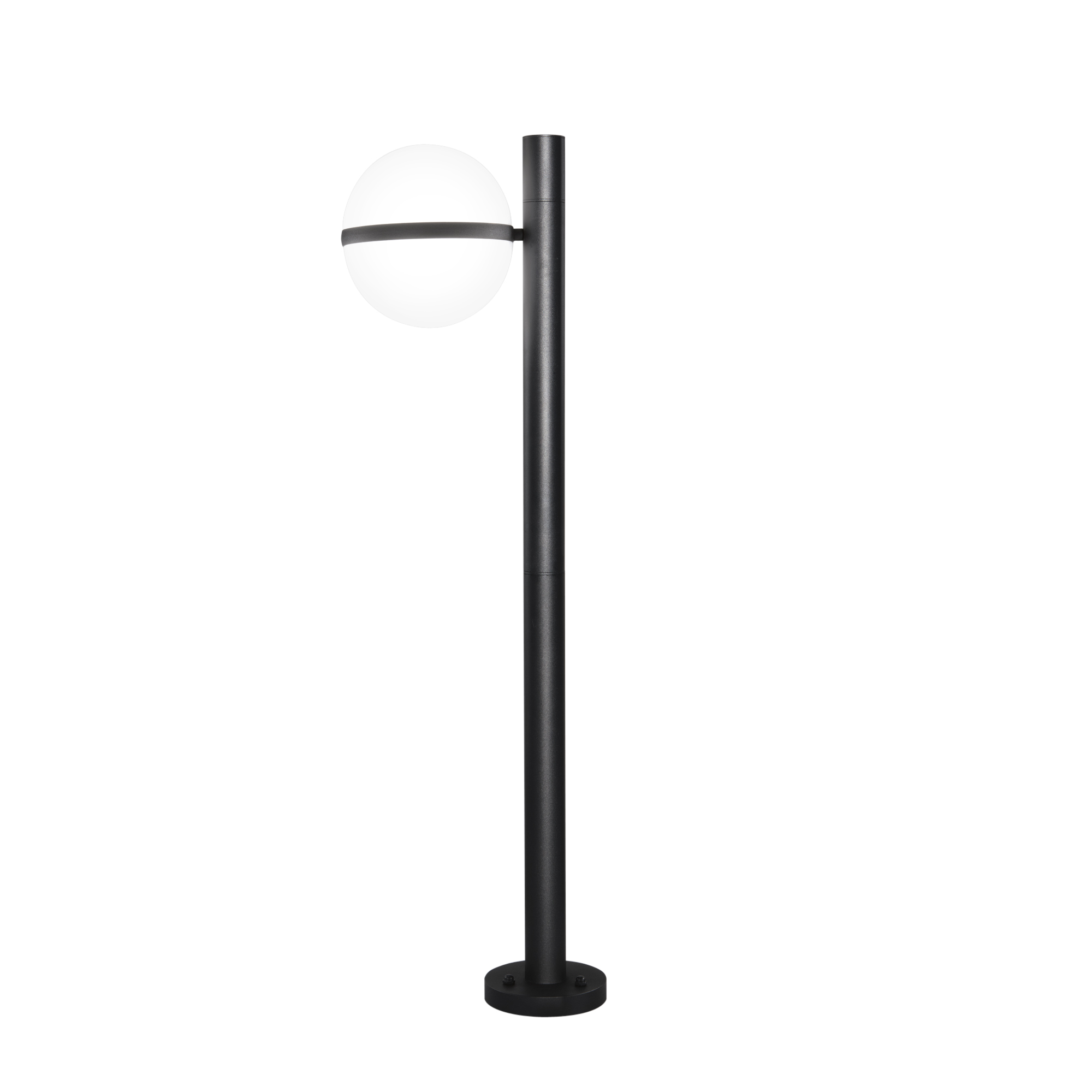 ORBIT outdoor bollard with black aluminum base and white diffuser E27 h 100 cm - Intec