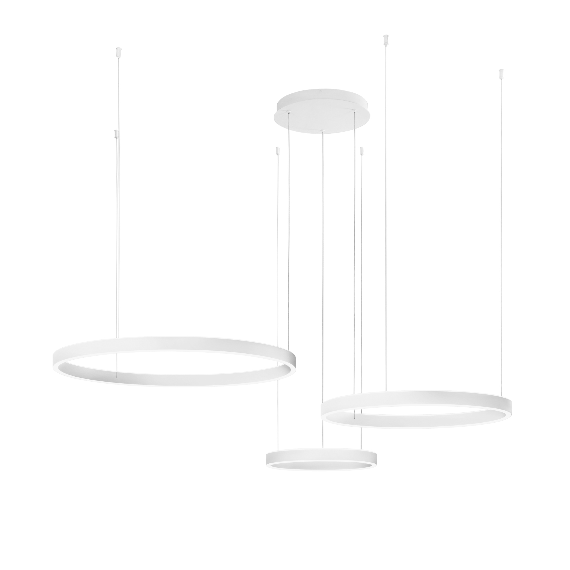 LED AKROBAT pendant in white metal with 3 dual-emission rings, CCT - Luce Ambiente e Design
