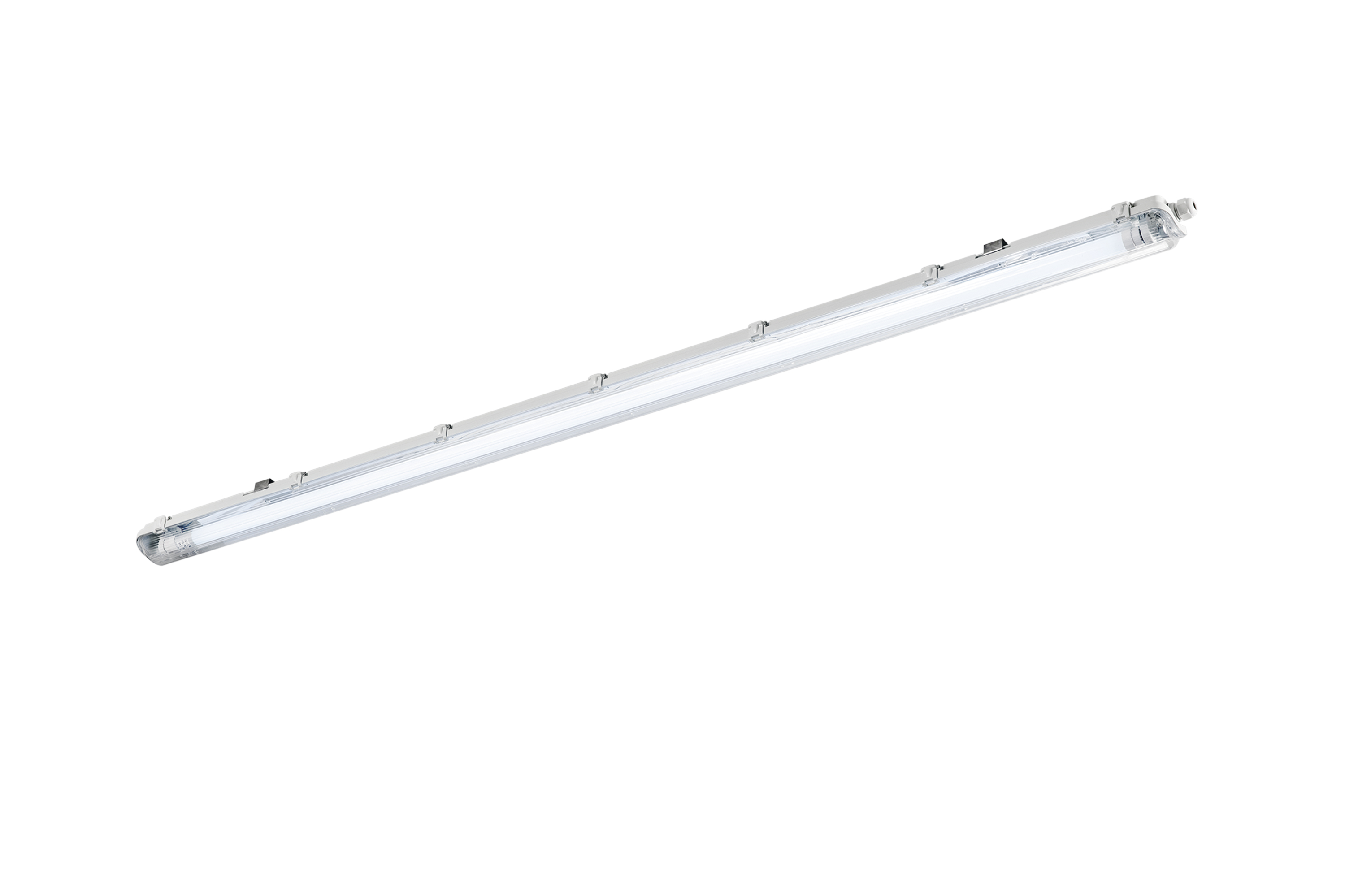 ATLANTIC waterproof ceiling light for double LED tubes in polycarbonate 25W IP65 - INTEC