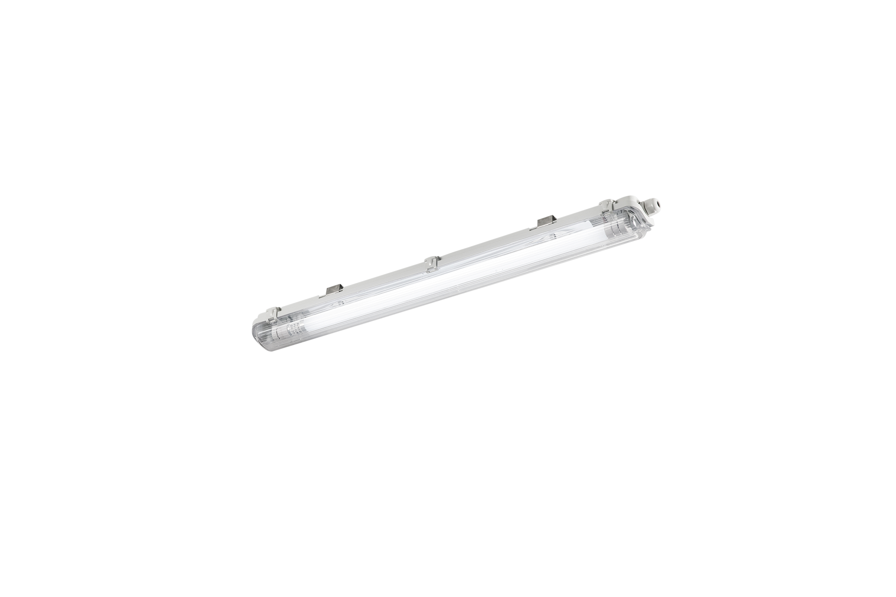 ATLANTIC waterproof ceiling light for double LED tubes in polycarbonate 9W IP65 - INTEC