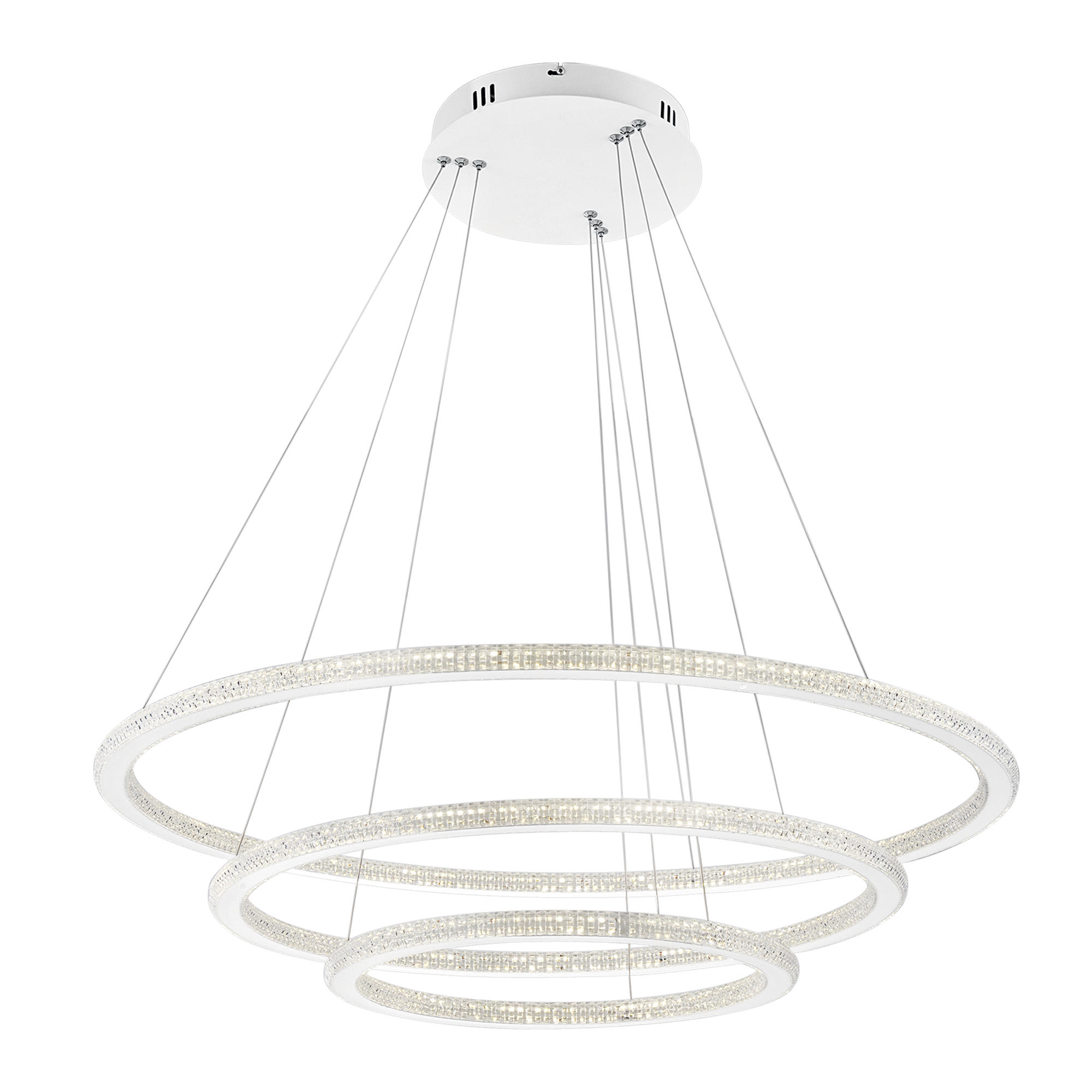 LED BRYANT pendant with three diamond diffusers 87W 3000K warm light - Luce Ambiente e Design