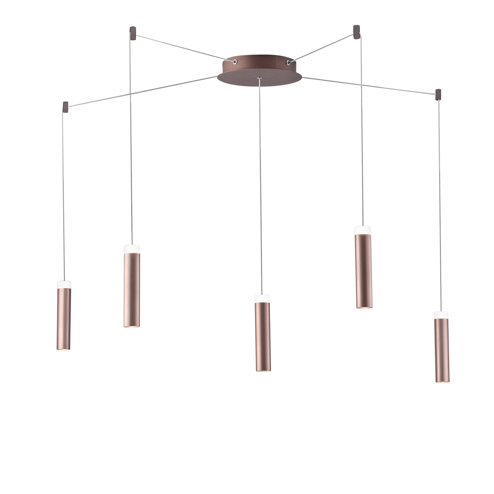 CANDLE LED ceiling light in bronze aluminium with 5 up & down lights, adjustable cable and plug - Luce Ambiente e Design