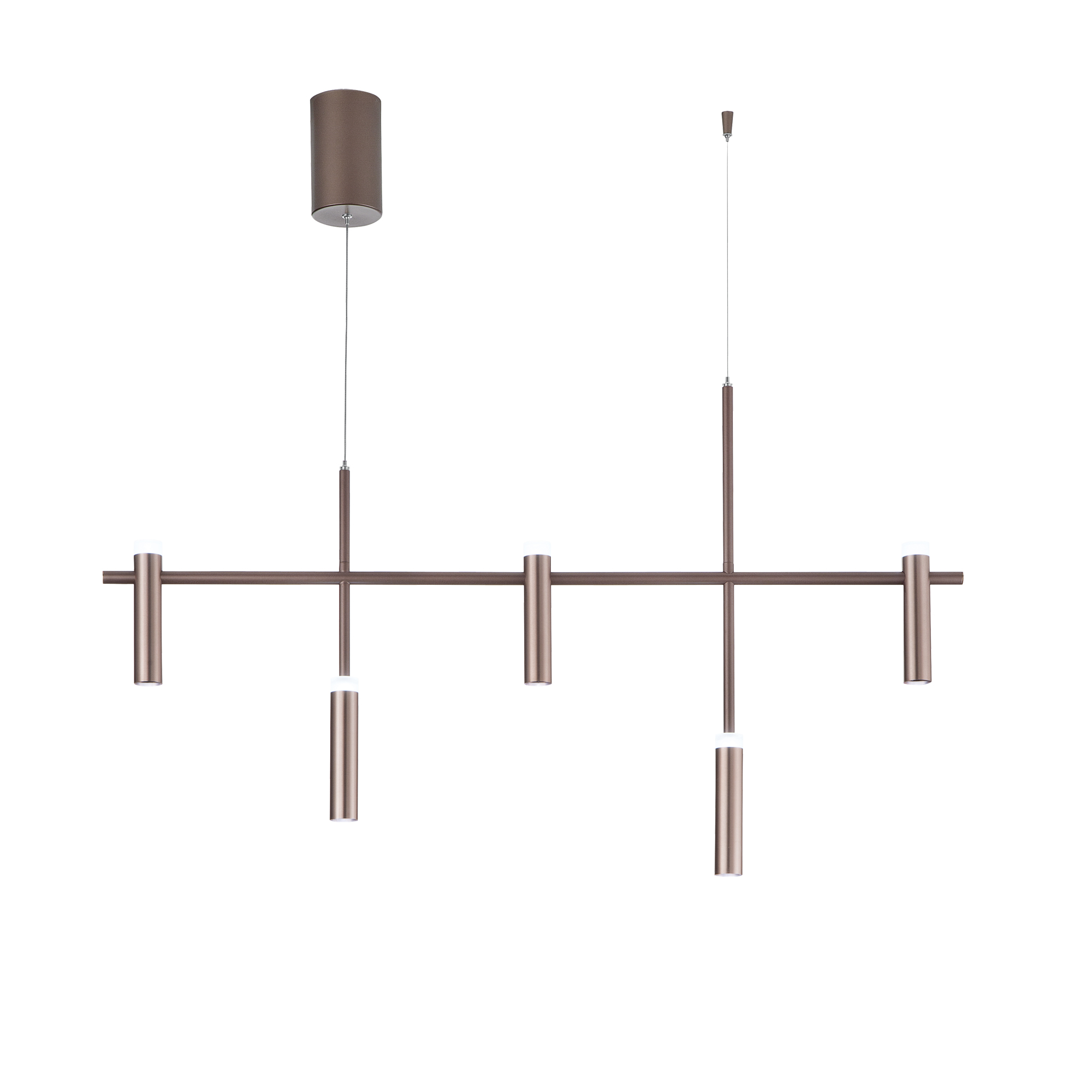 LED CANDLE pendant in bronze aluminium with 5 dual-emission lights - Luce Ambiente e Design