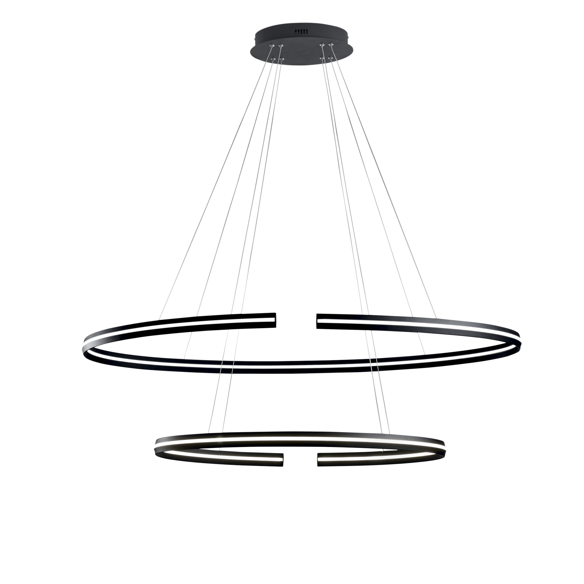LED CLARKE pendant in black aluminium with large circular elements 3000K - Luce Ambiente e Design