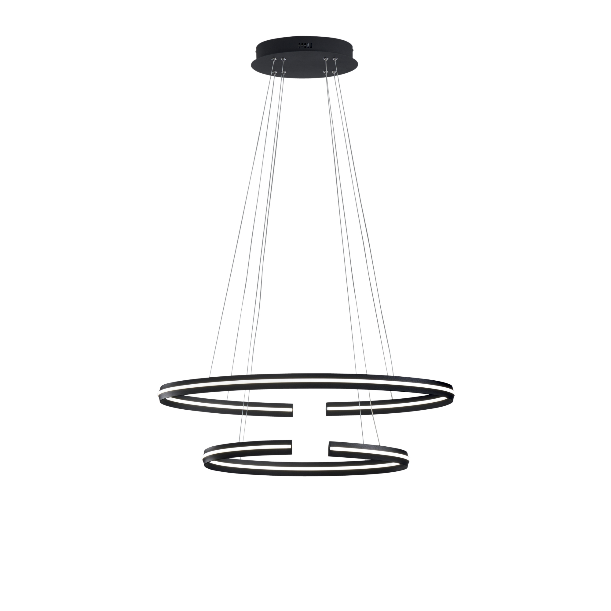 LED CLARKE pendant in black aluminium with two circular elements 3000K - Luce Ambiente e Design