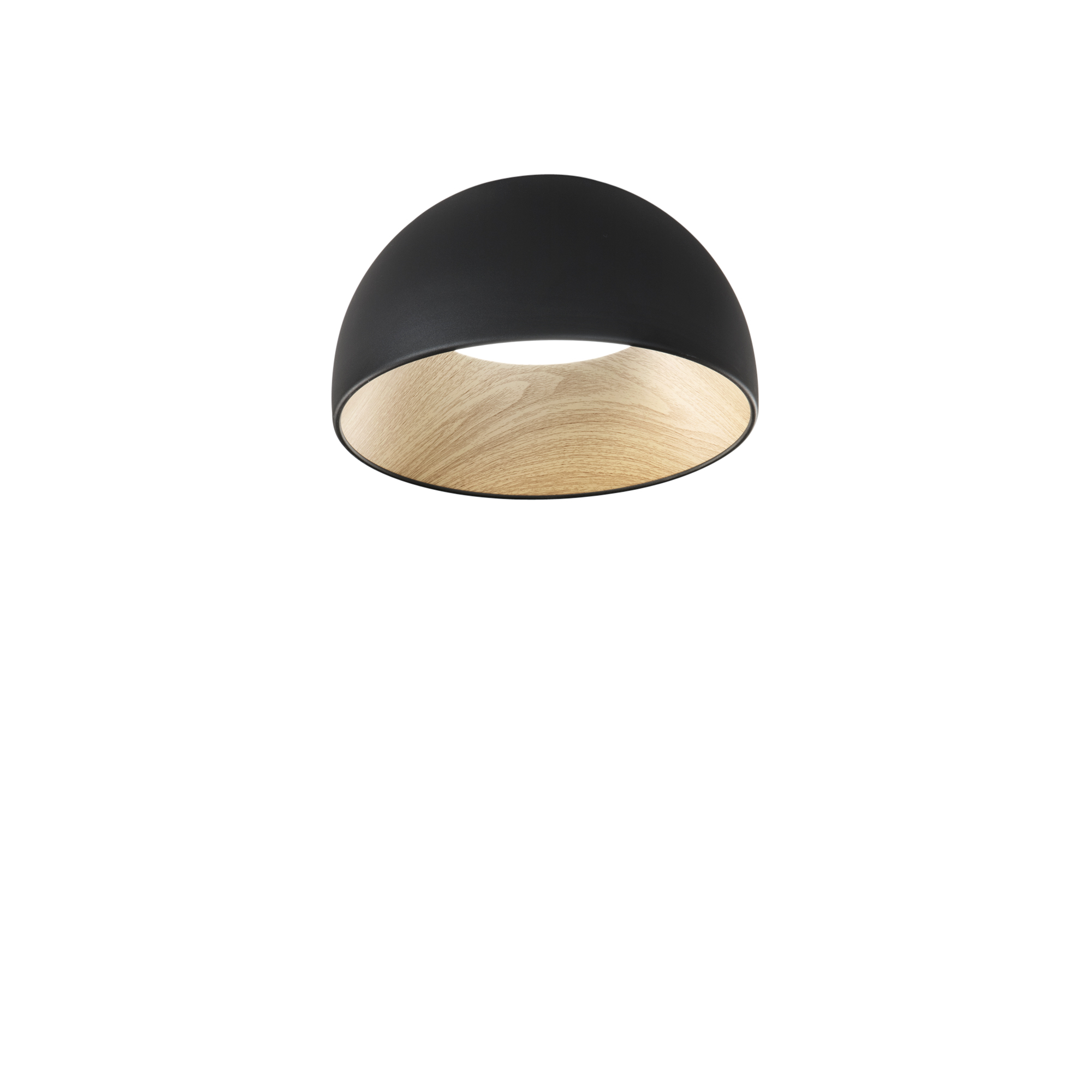 COCO LED ceiling light in black metal, wood-effect interior, CCT 35 cm Ø - Luce Ambiente e Design