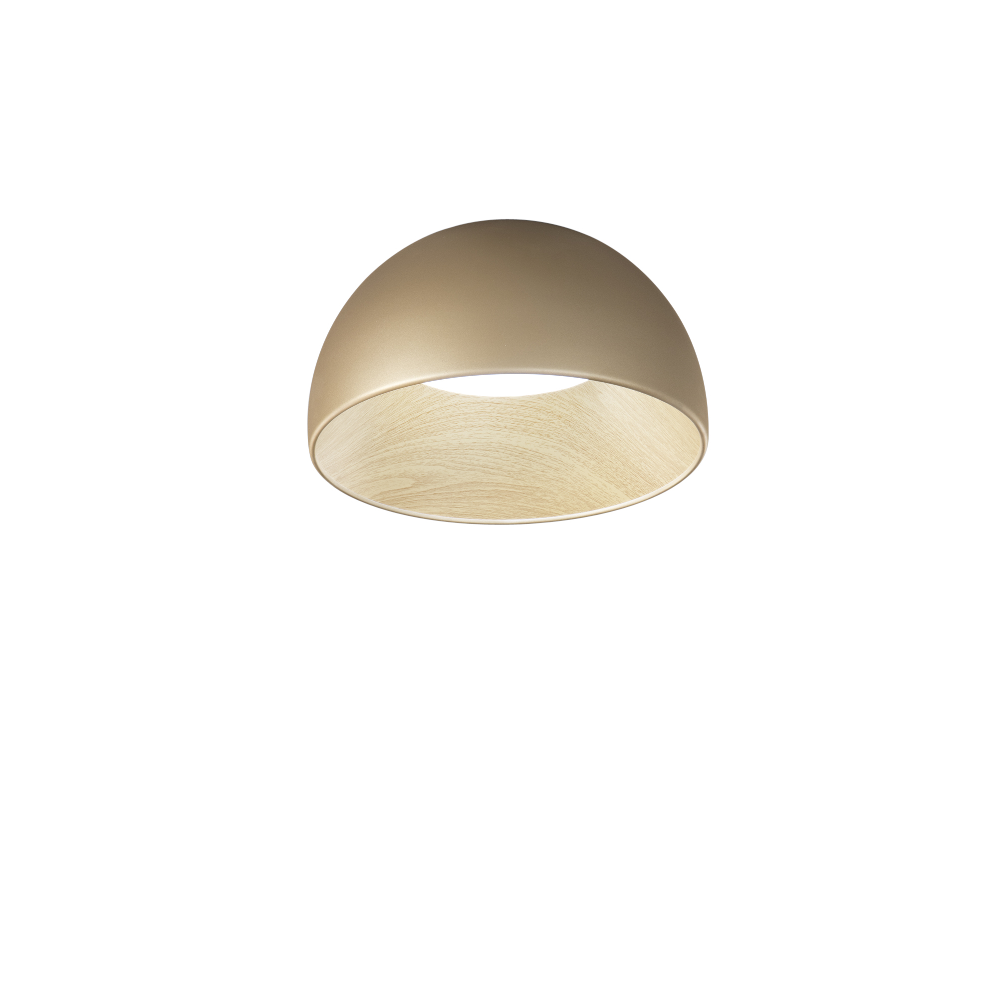 COCO LED ceiling light in gold metal, wood-effect interior, CCT 35 cm Ø - Luce Ambiente e Design