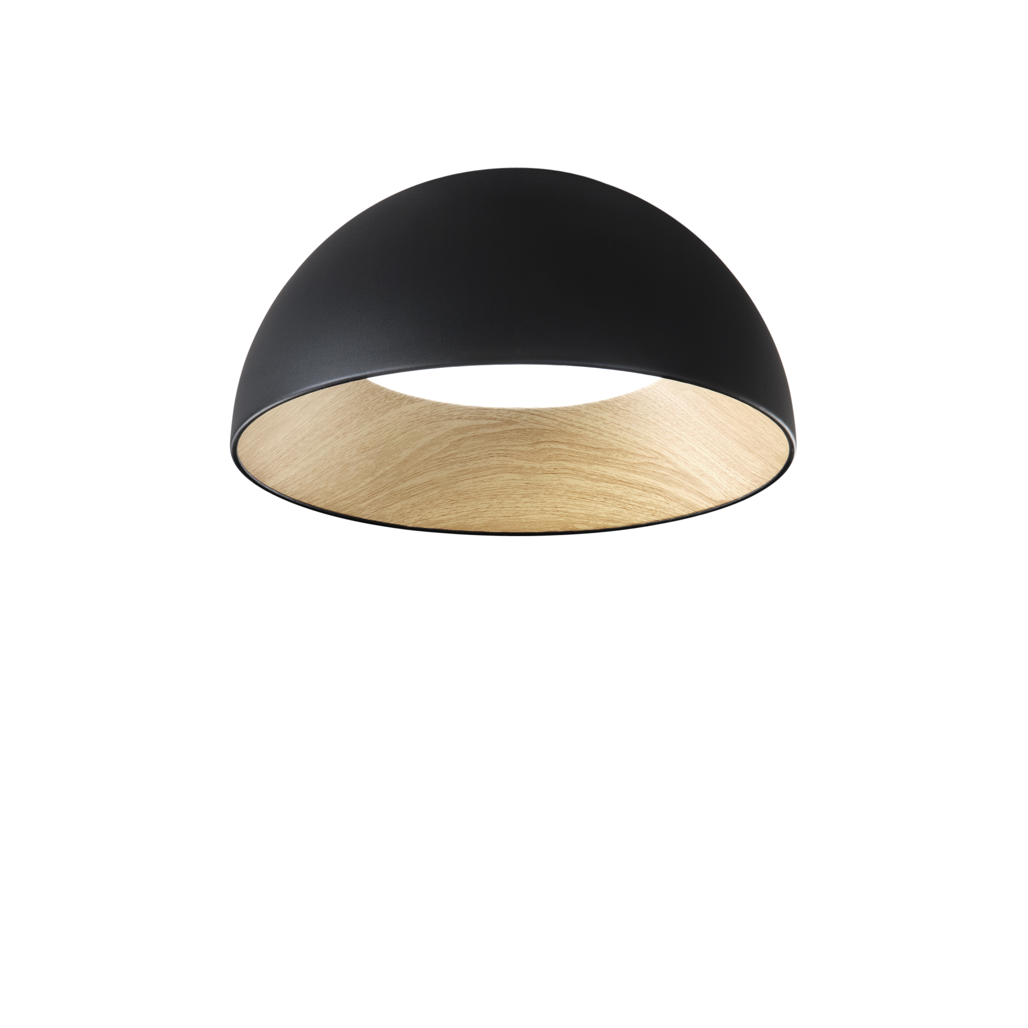 COCO LED ceiling light in black metal, wood-effect interior, CCT 50 cm Ø - Luce Ambiente e Design