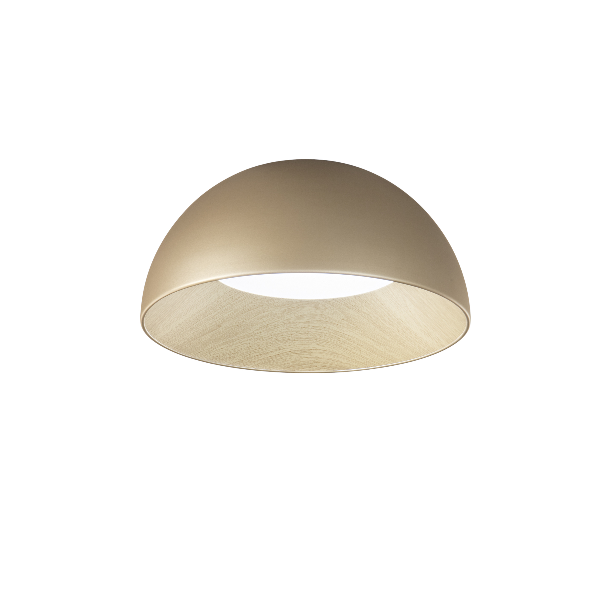 COCO LED ceiling light in gold metal, wood-effect interior, CCT 50 cm Ø - Luce Ambiente e Design