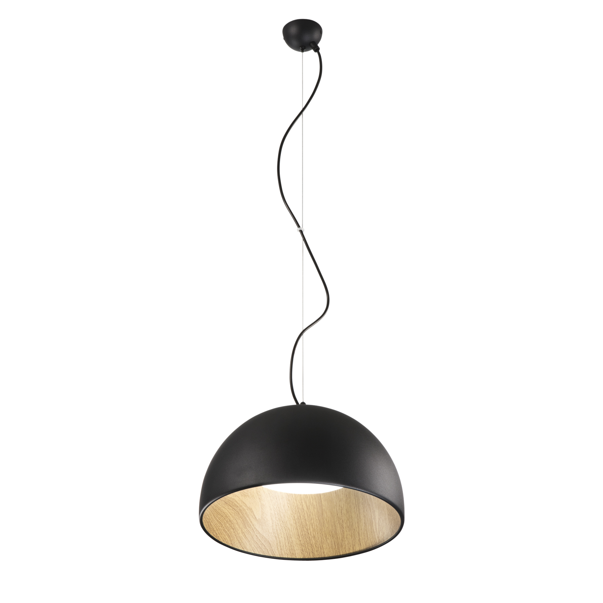 LED COCO pendant in black metal wood-effect interior Ø 35 cm, CCT - Luce Ambiente e Design