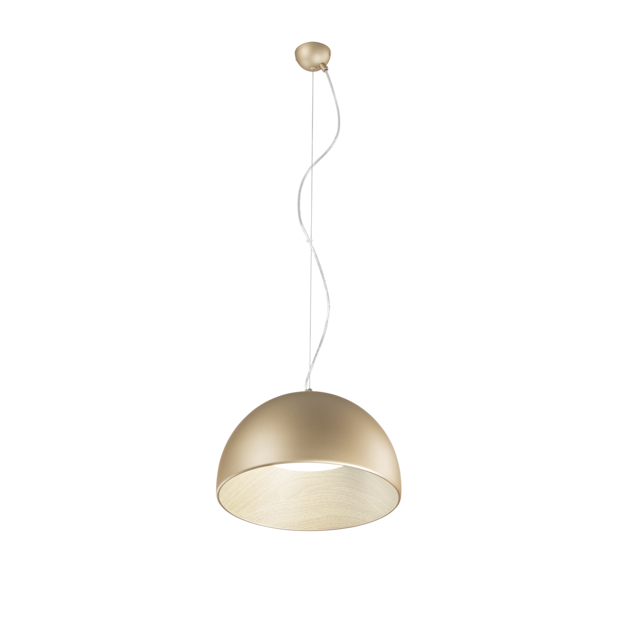 LED COCO pendant in gold metal wood-effect interior Ø 35 cm, CCT - Luce Ambiente e Design