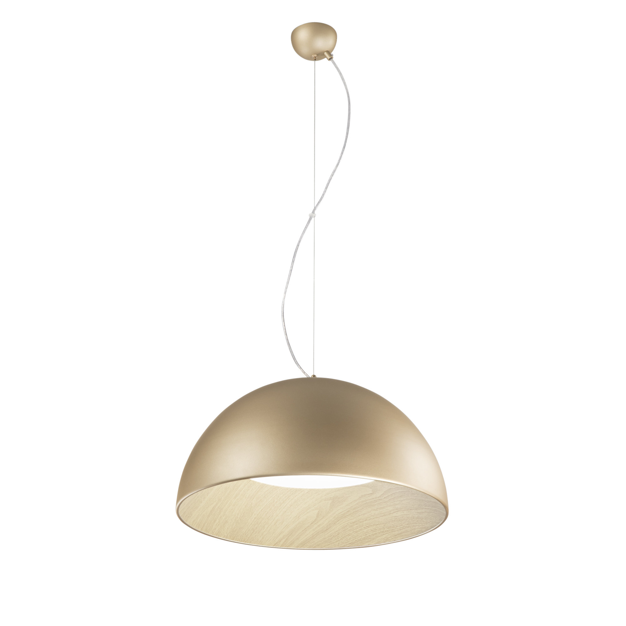 LED COCO pendant in gold metal wood-effect interior Ø 50 cm, CCT - Luce Ambiente e Design