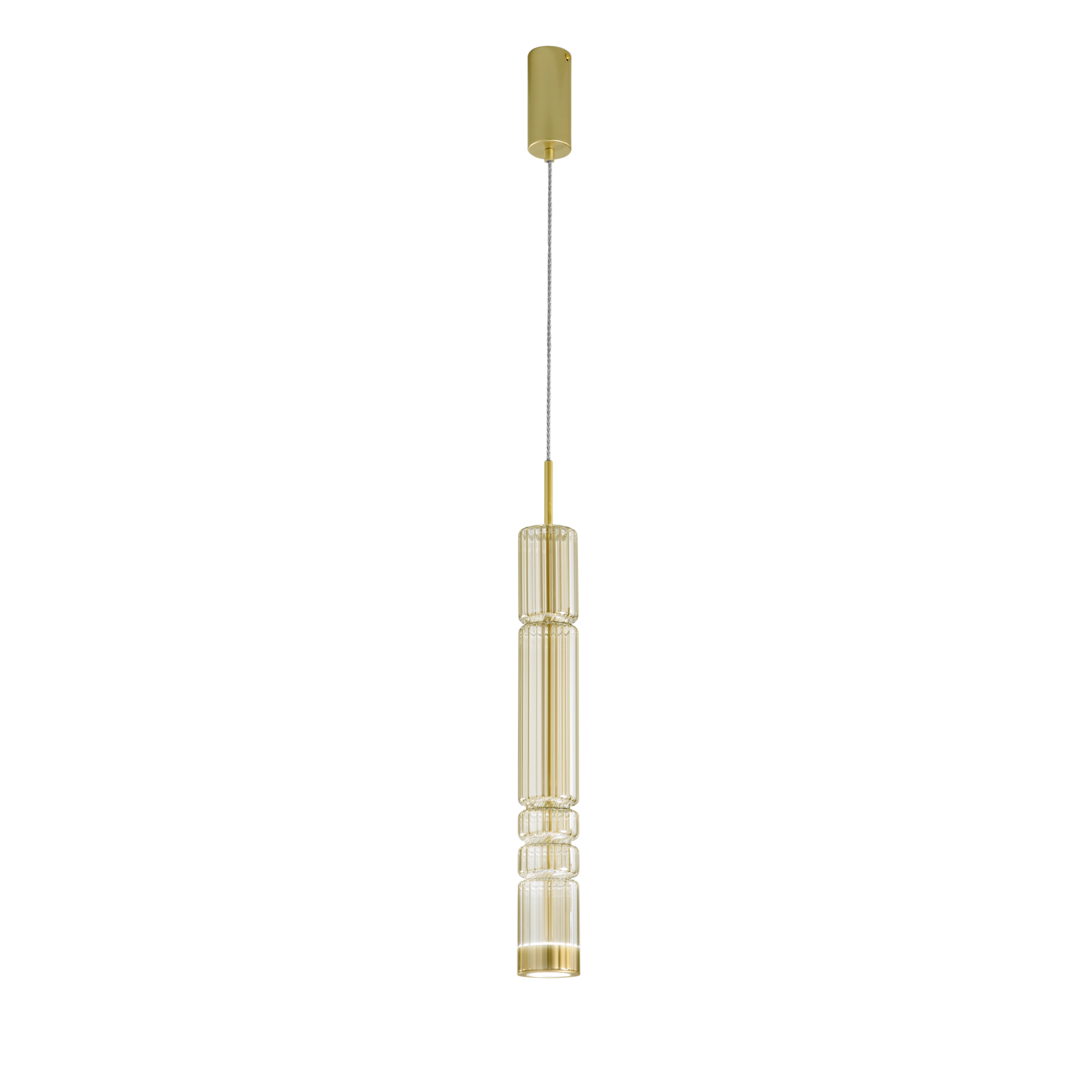 LED CROOKES pendant with metal structure covered in amber blown glass - Luce Ambiente e Design