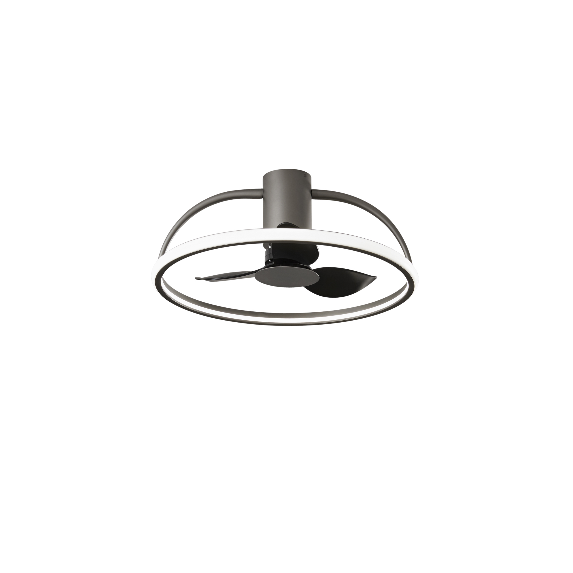 HADLEY grey LED ceiling light with fan, switch CCT and remote control - Intec