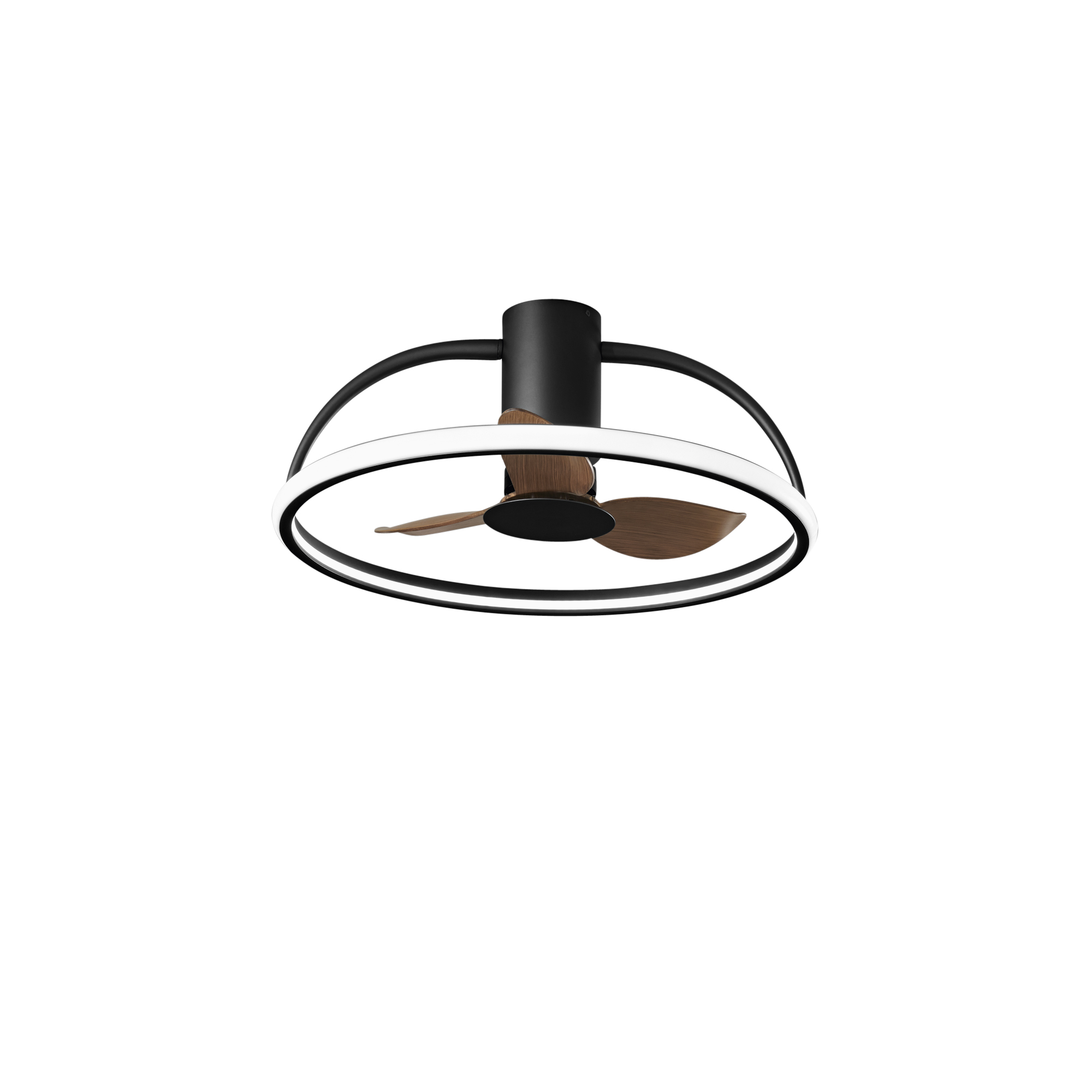 HADLEY black LED ceiling light with fan, switch CCT and remote control - Intec