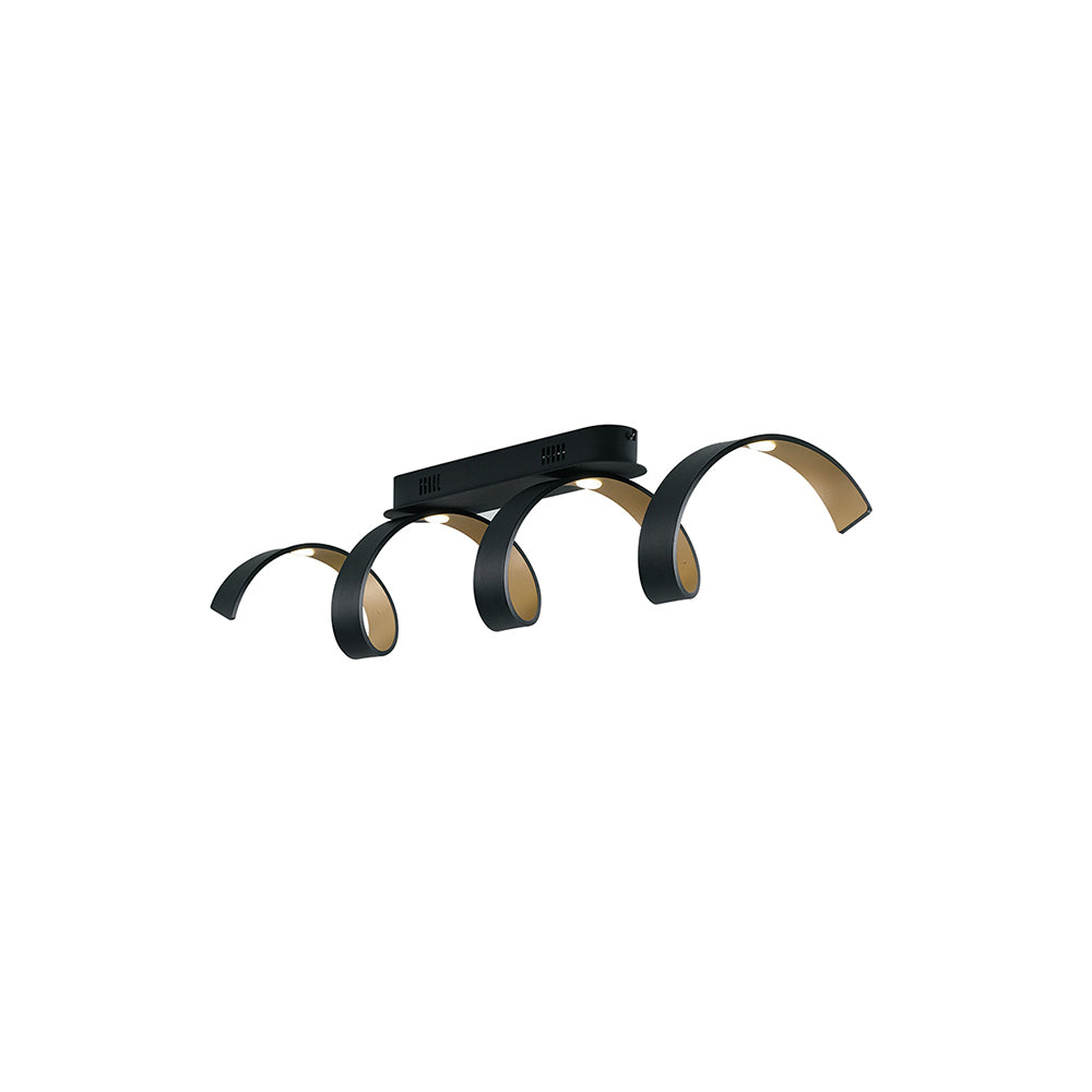 HELIX LED ceiling light in black and gold aluminium 3000K (warm light) - Luce Ambiente e Design