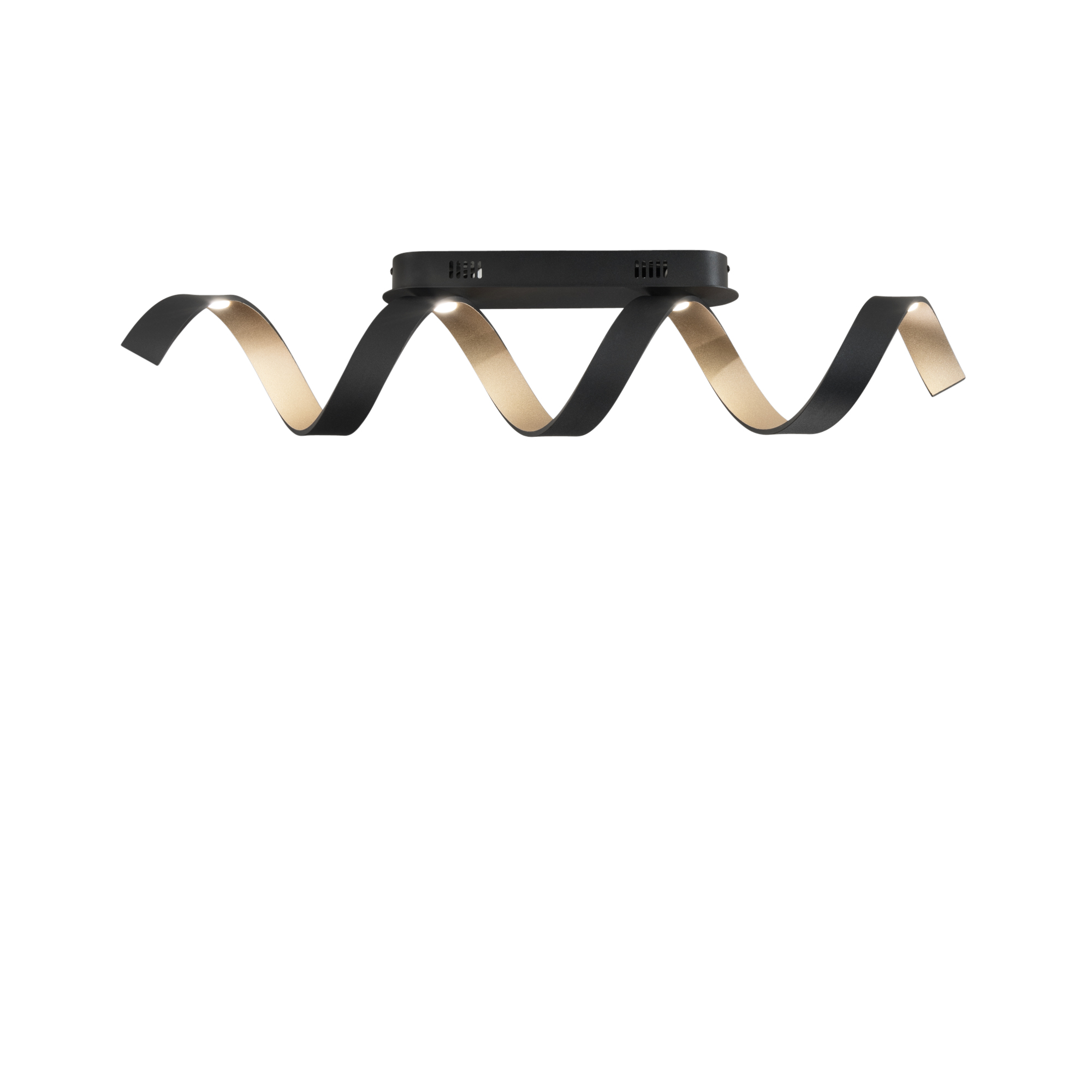 HELIX LED ceiling light in black and gold aluminium 4000K (natural light) - Luce Ambiente e Design