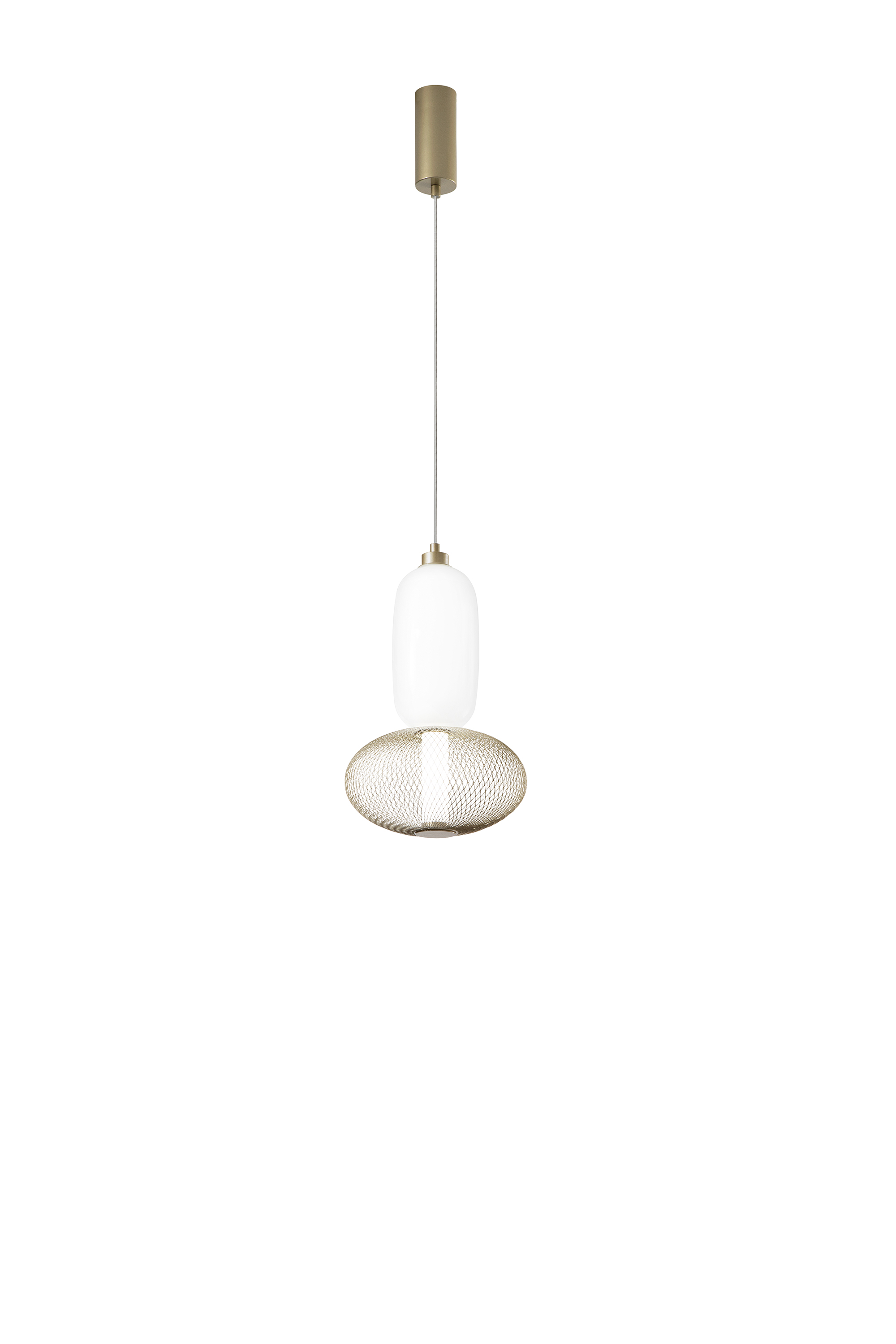 INKAS pendant light in blown glass with 1 gold metal diffuser, CCT - Luce Ambiente e Design