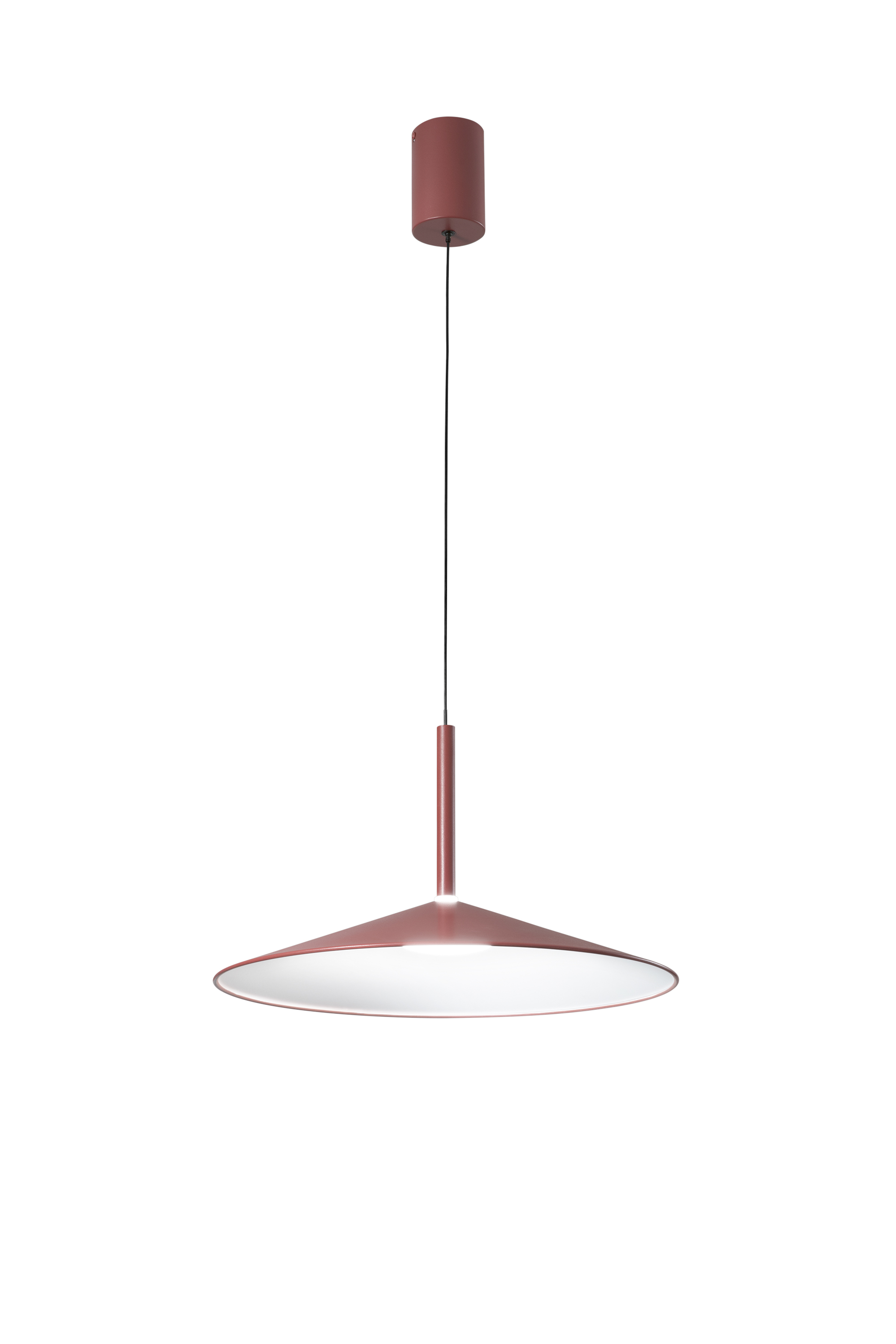 KHAN pendant light in red metal with white interior, CCT - Luce Ambiente e Design