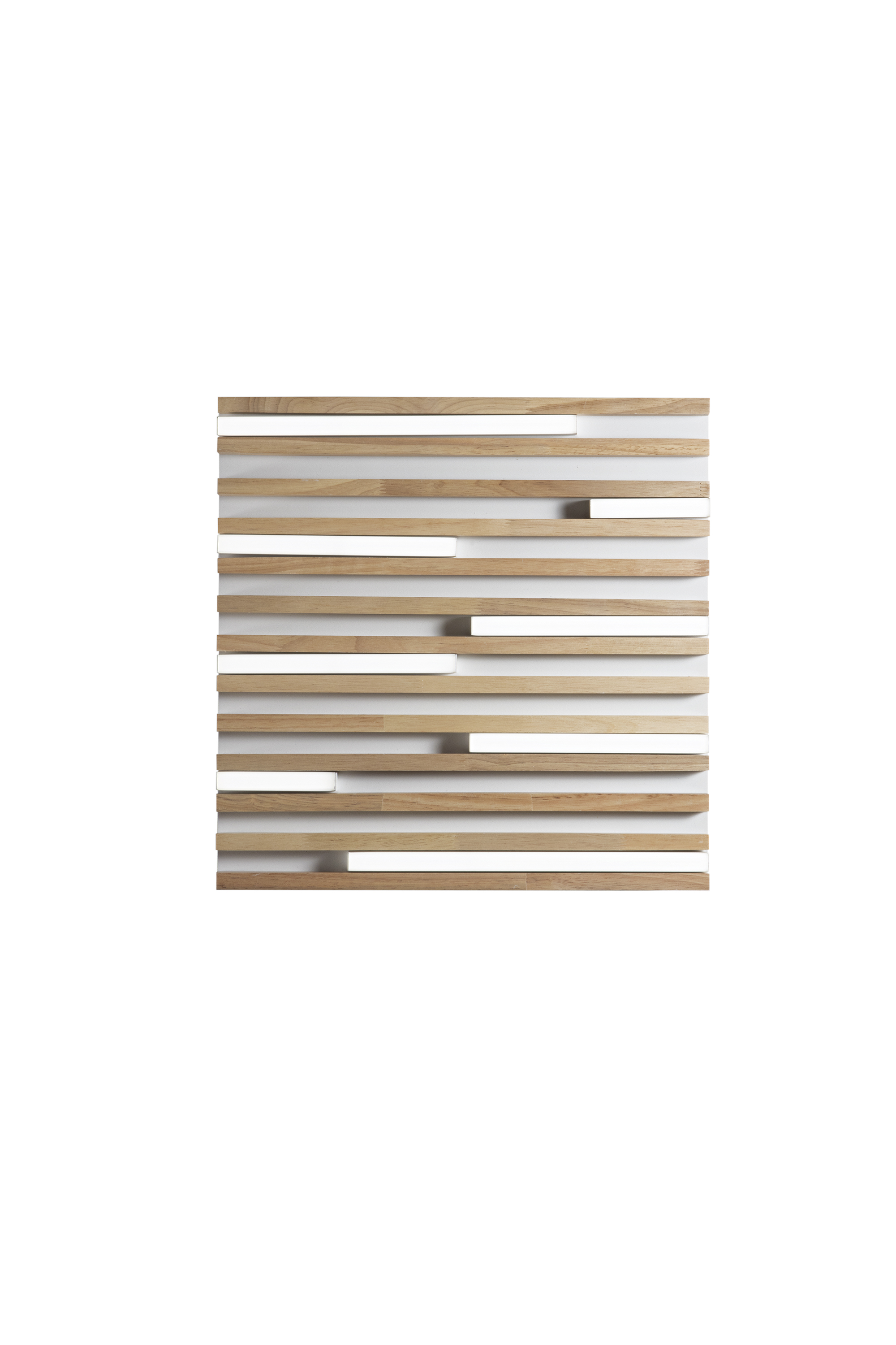 KUMA square LED ceiling light in wood on white metal, CCT, 41 cm - Luce Ambiente e Design