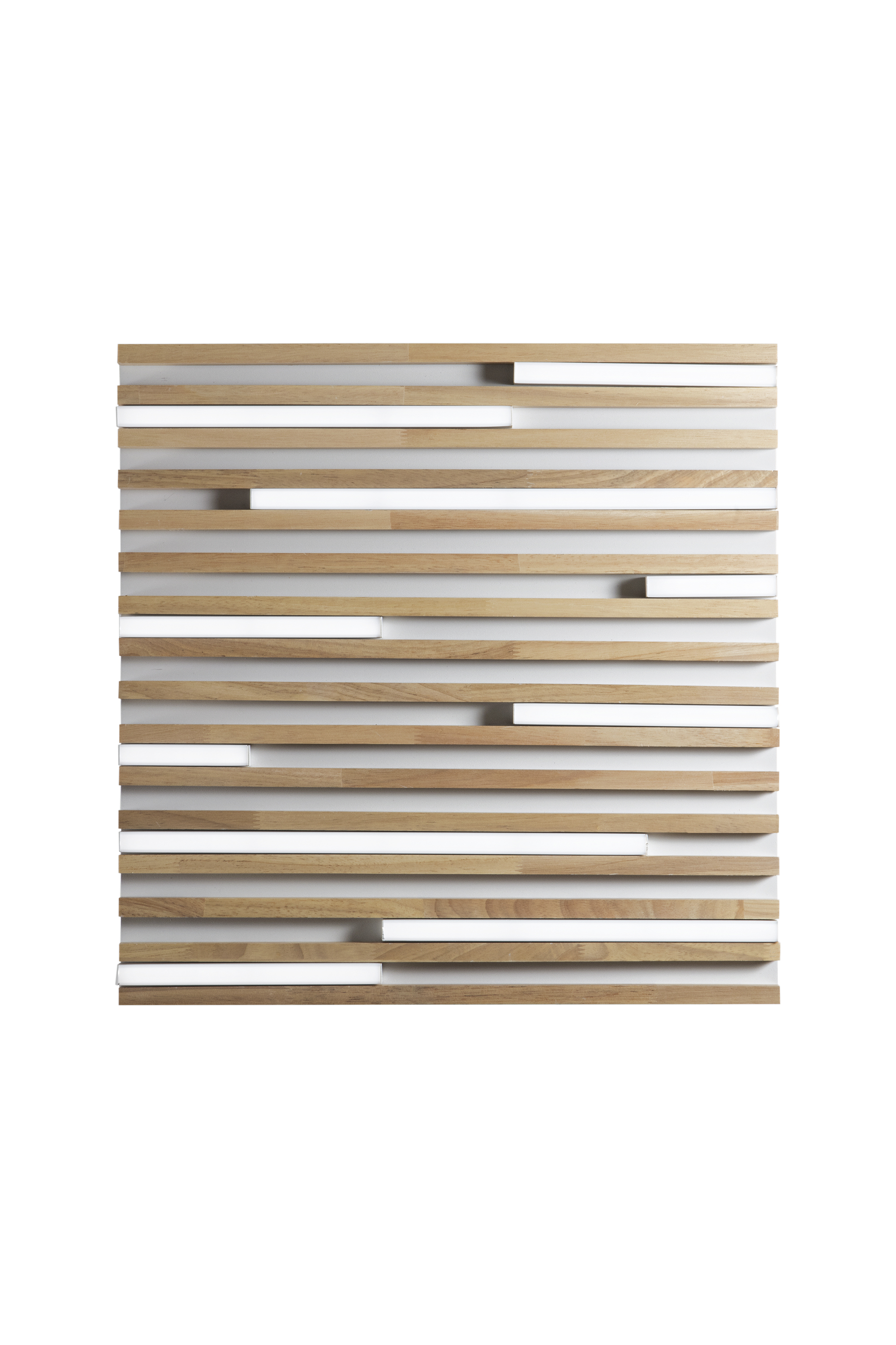 KUMA square LED ceiling light in wood on white metal, CCT, 50 cm - Luce Ambiente e Design