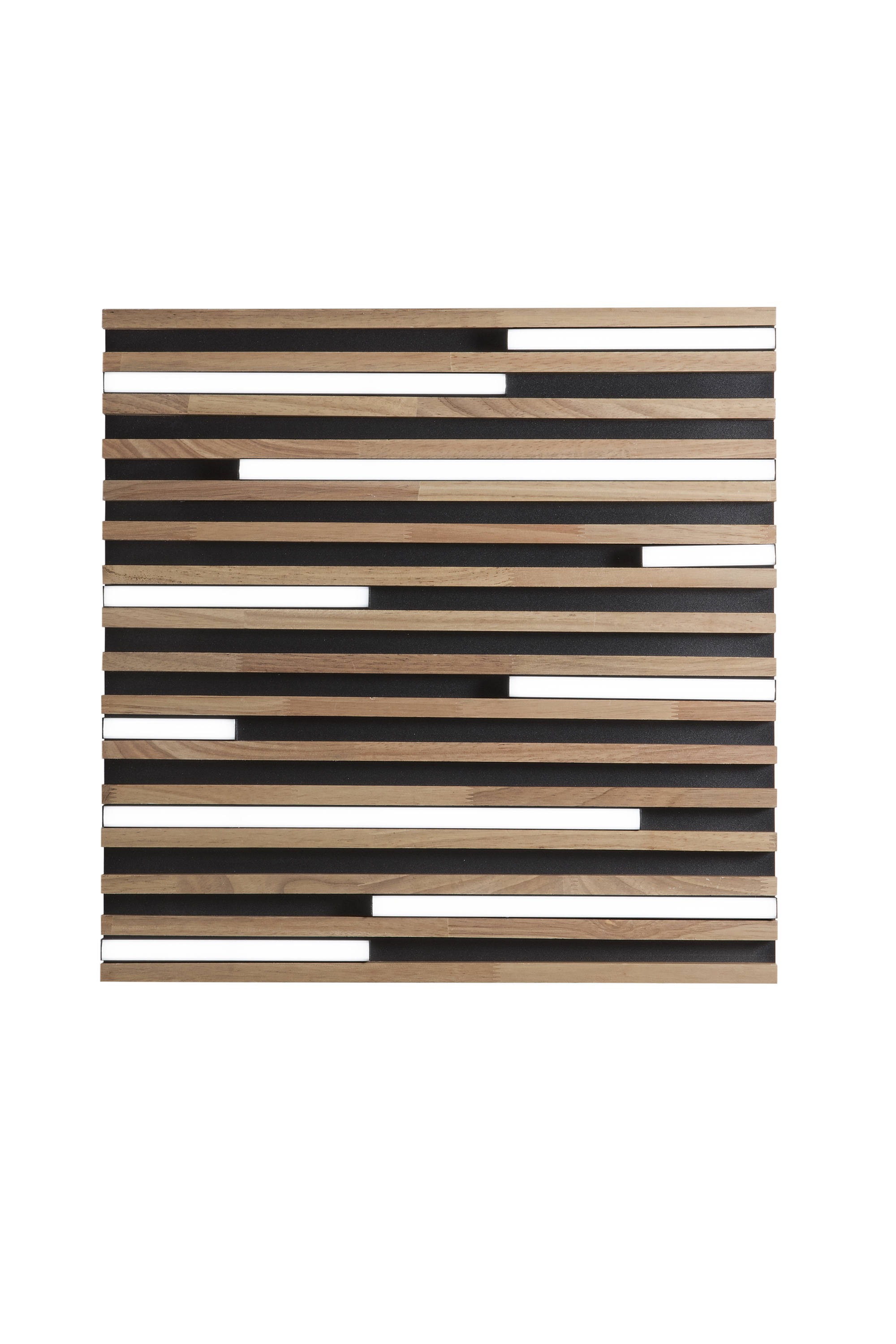 KUMA square LED ceiling light in oak wood on black metal, CCT, 50 cm - Luce Ambiente e Design