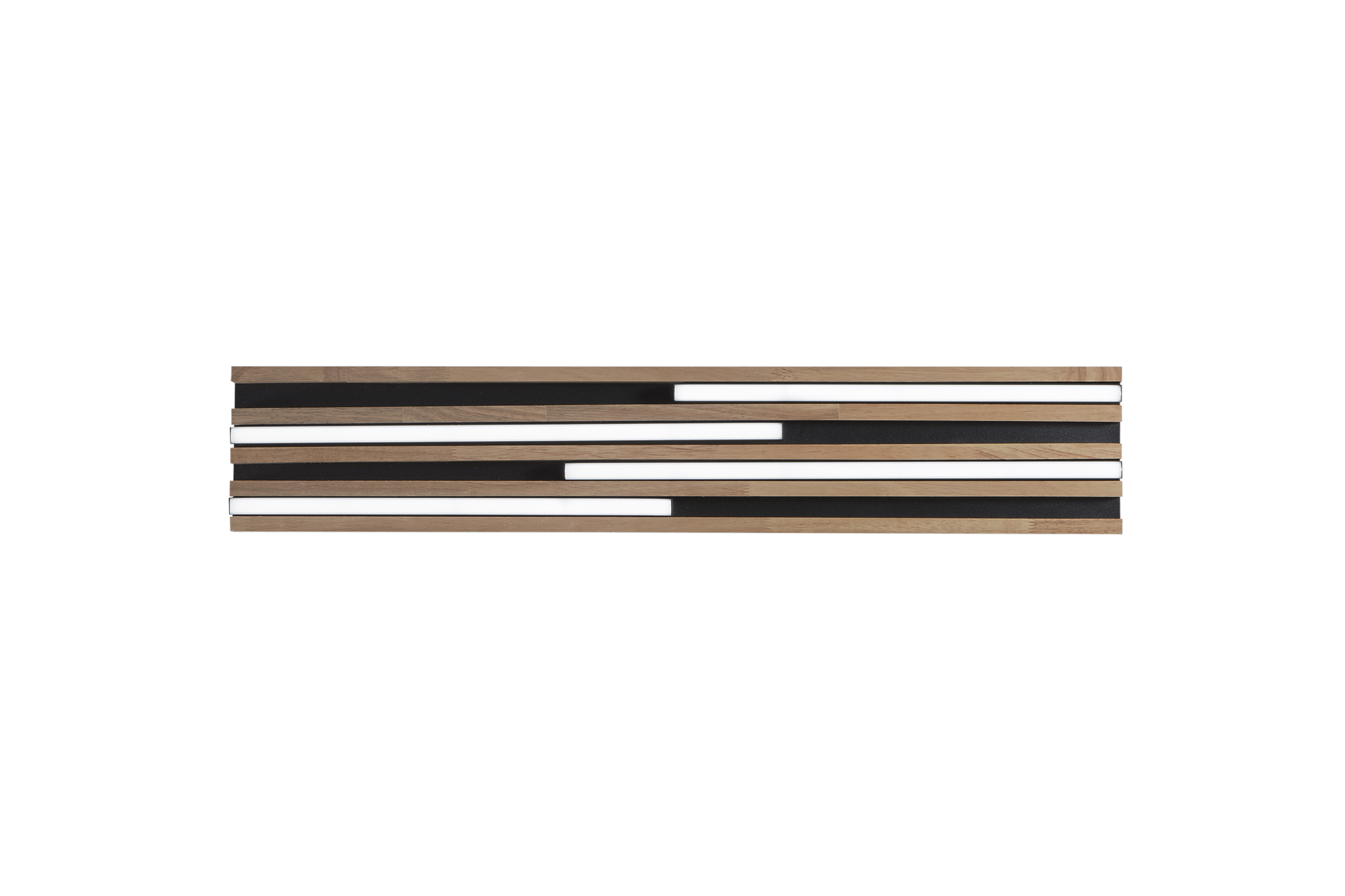 KUMA rectangular LED ceiling light in oak wood on black metal, CCT, h 80 x 15 cm - Luce Ambiente e Design
