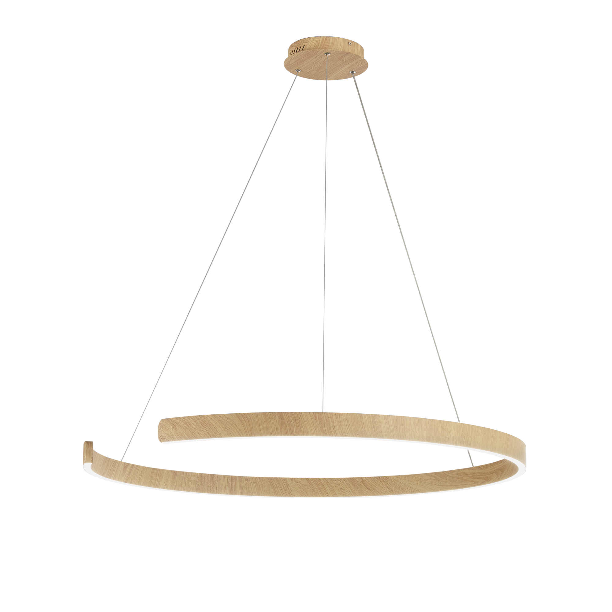 LED NAVEL semicircular pendant in wood-effect metal with CCT 100 cm - Luce Ambiente e Design
