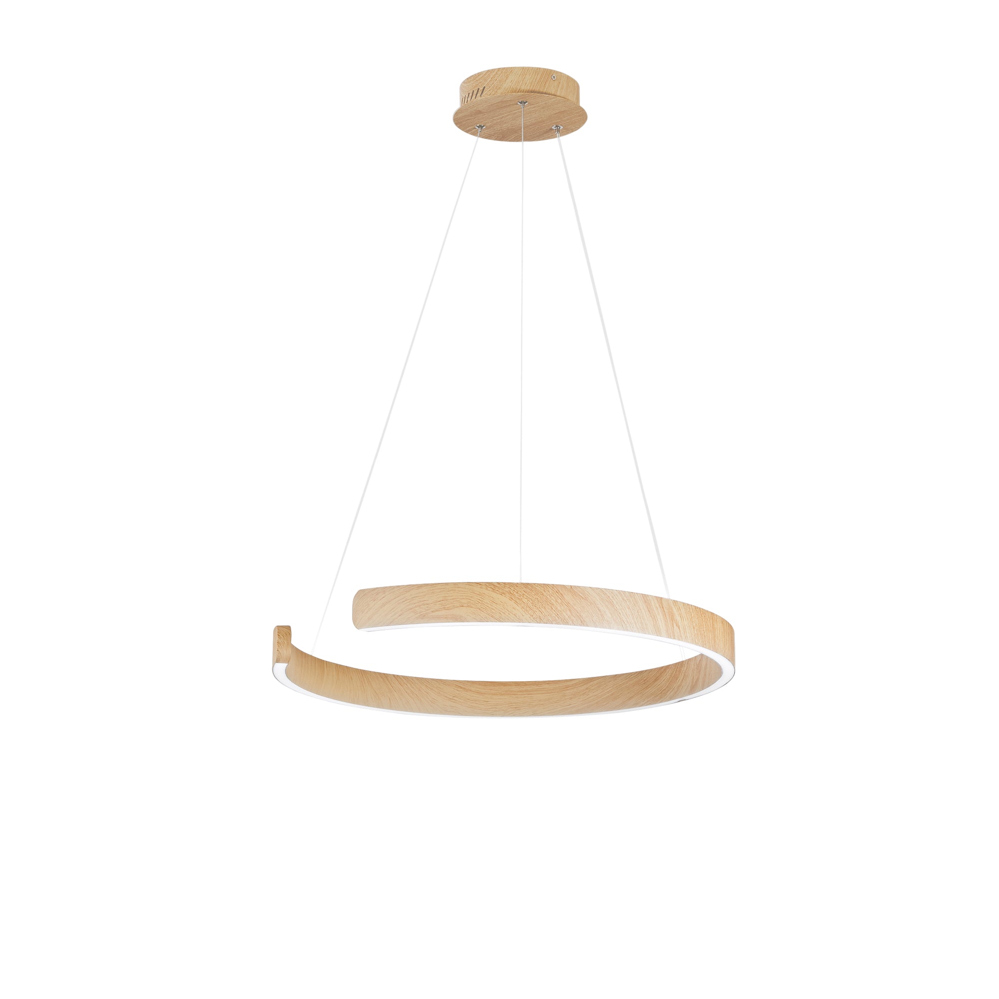 LED NAVEL semicircular pendant in wood-effect metal with CCT 60 cm - Luce Ambiente e Design