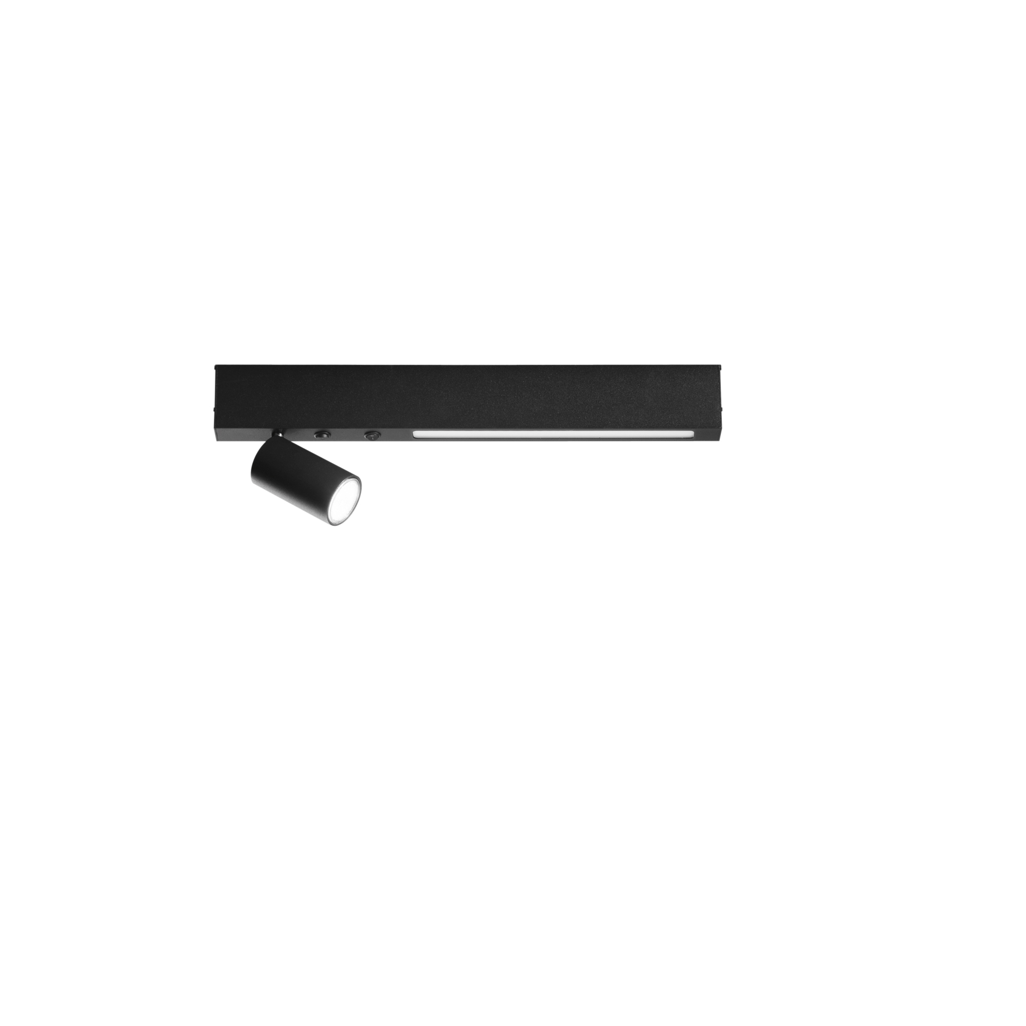 LED ORIENTED wall light in black metal with 1 spotlight and 1 LED strip, CCT, 50 cm - Luce Ambiente e Design
