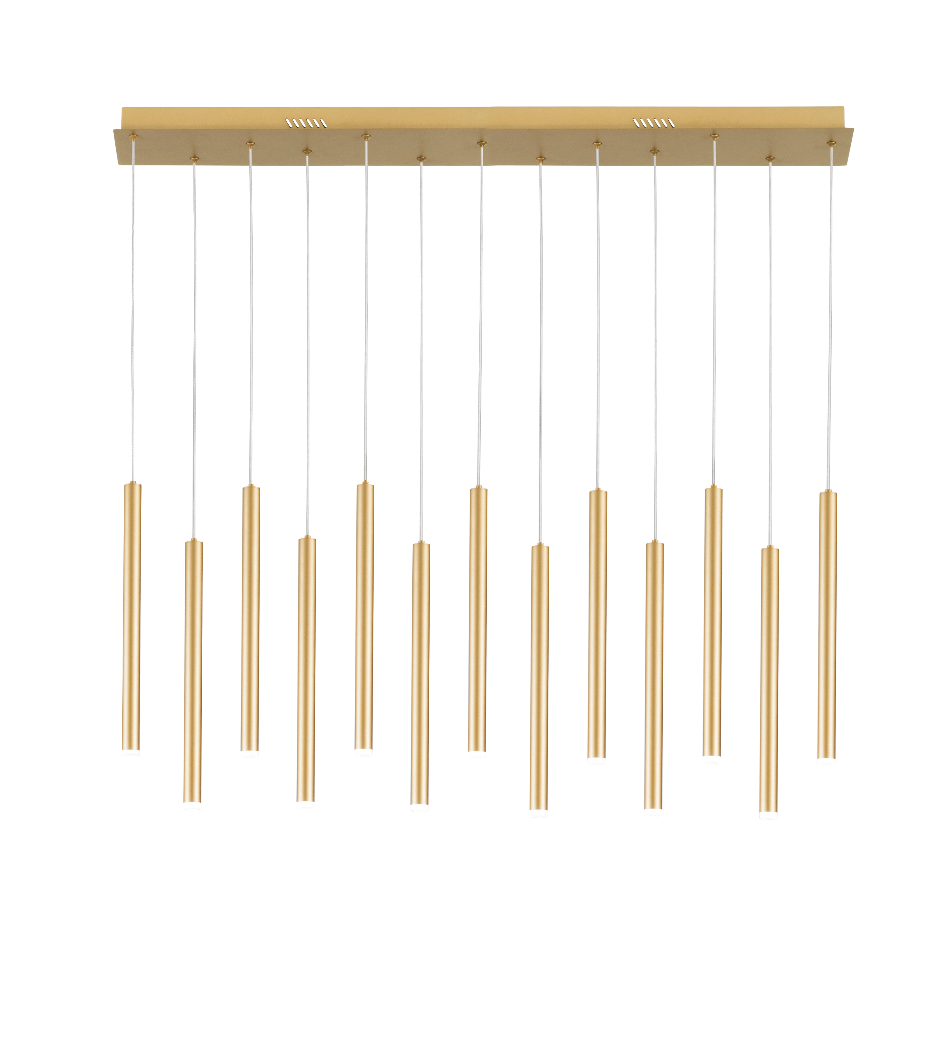 LED PYPE pendant with 13 pendants in gold metal, CCT - Luce Ambiente e Design