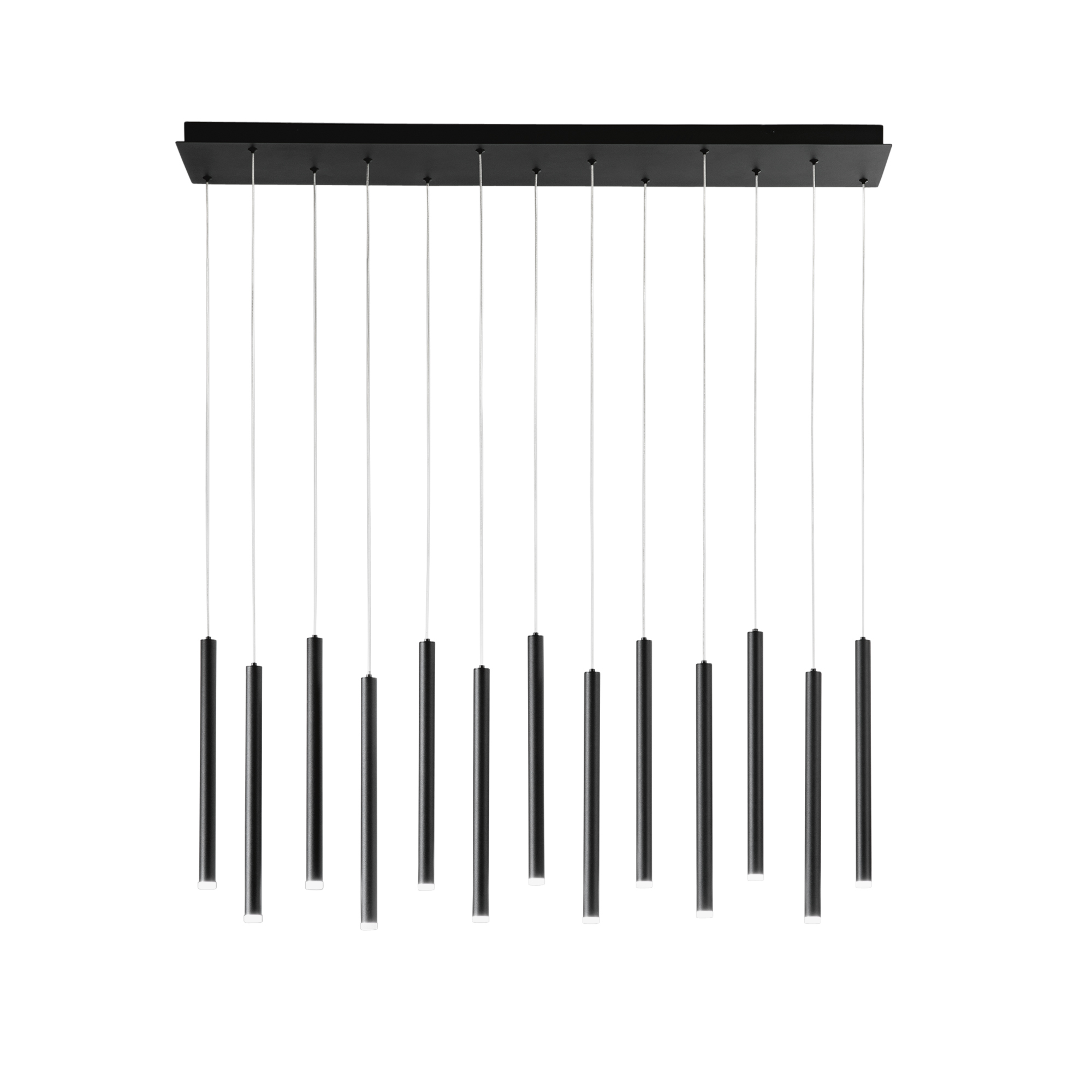 LED PYPE pendant with 13 pendants in black metal, CCT - Luce Ambiente e Design