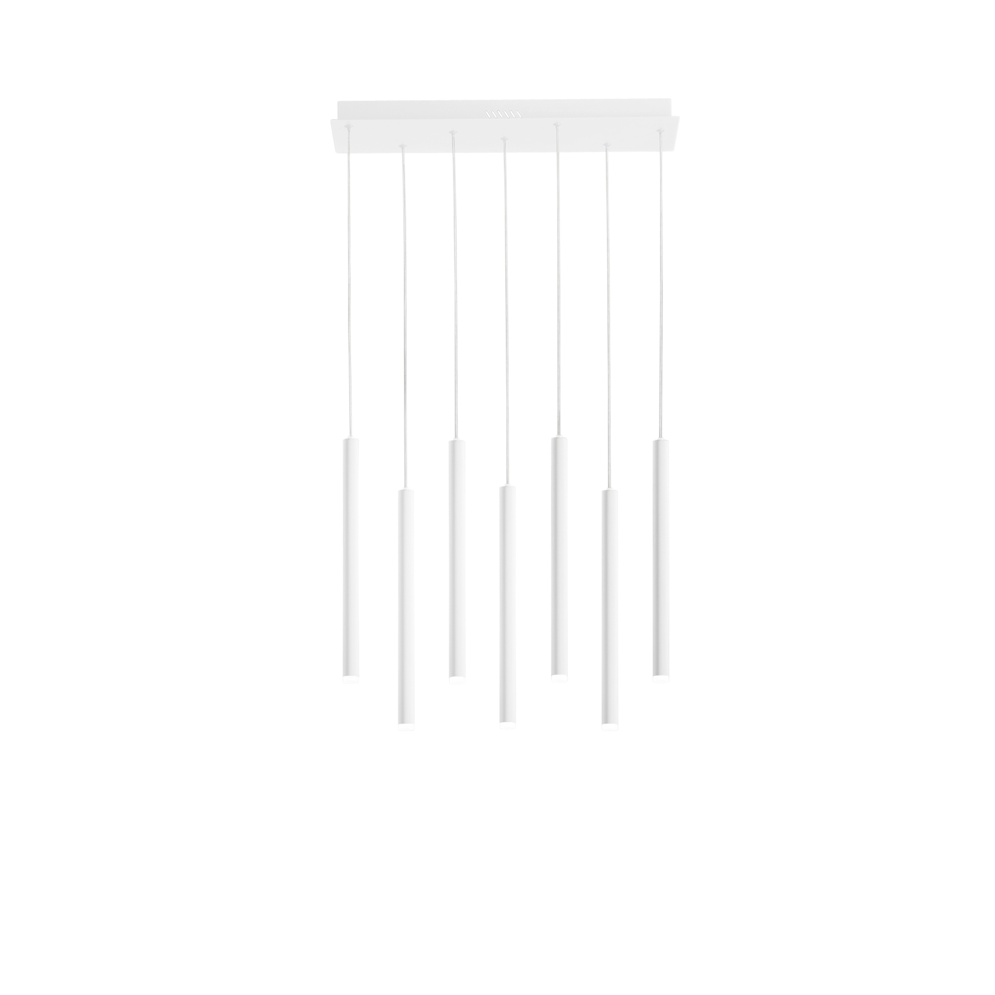 LED PYPE pendant with 7 pendants in white metal, CCT - Luce Ambiente e Design
