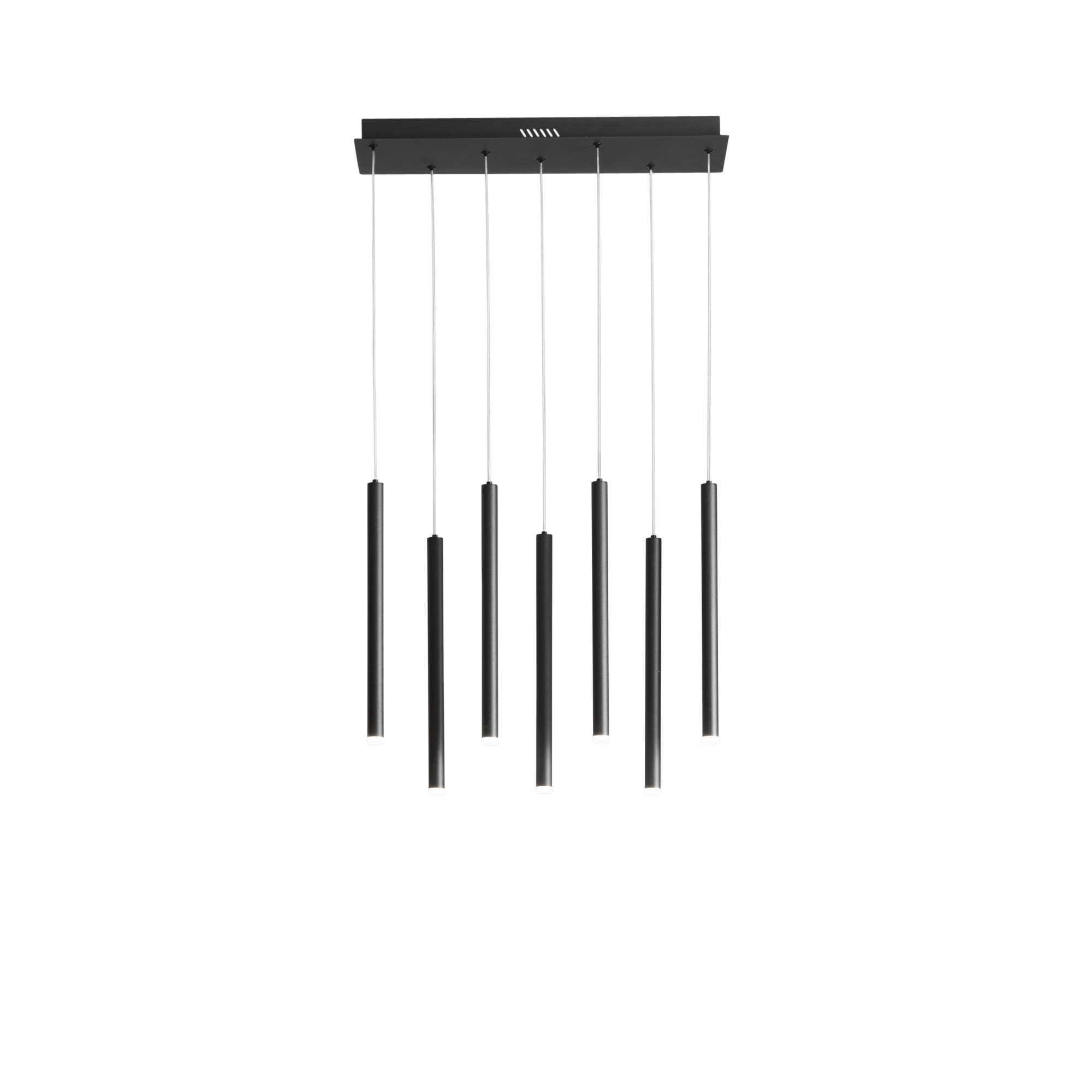 LED PYPE pendant with 7 pendants in black metal, CCT - Luce Ambiente e Design