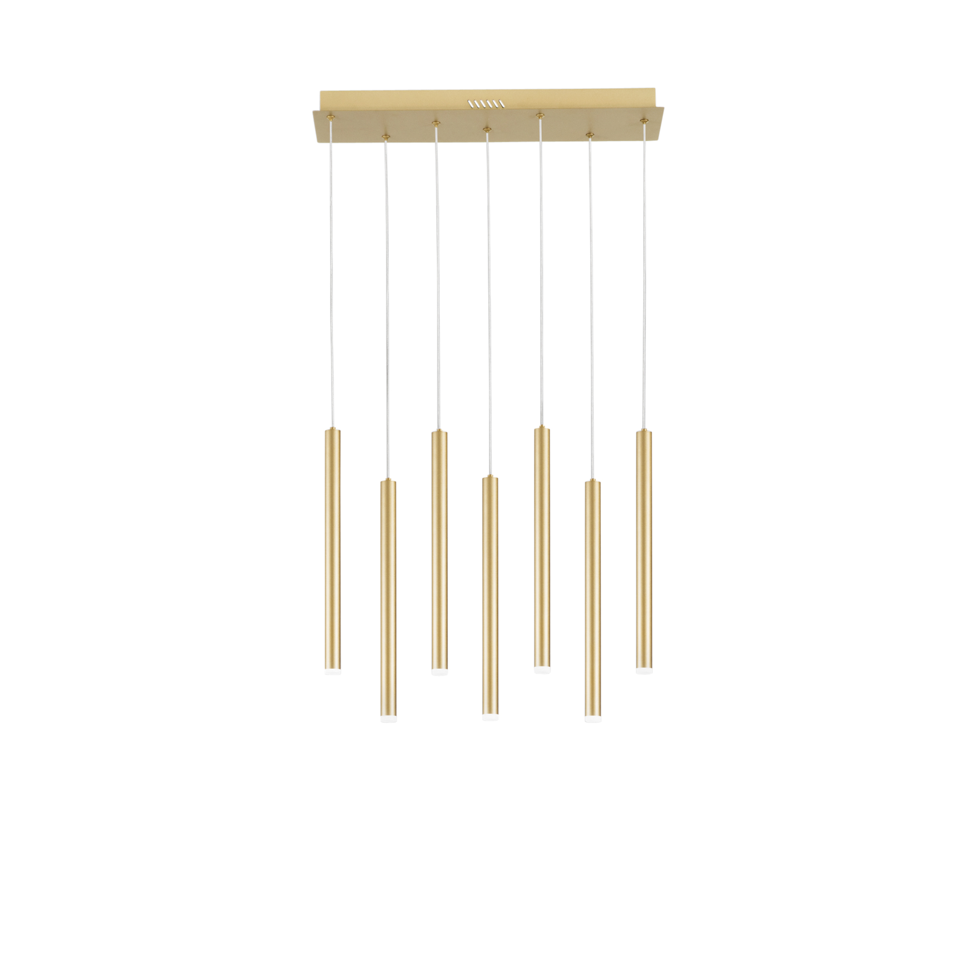 LED PYPE pendant with 7 pendants in gold metal, CCT - Luce Ambiente e Design