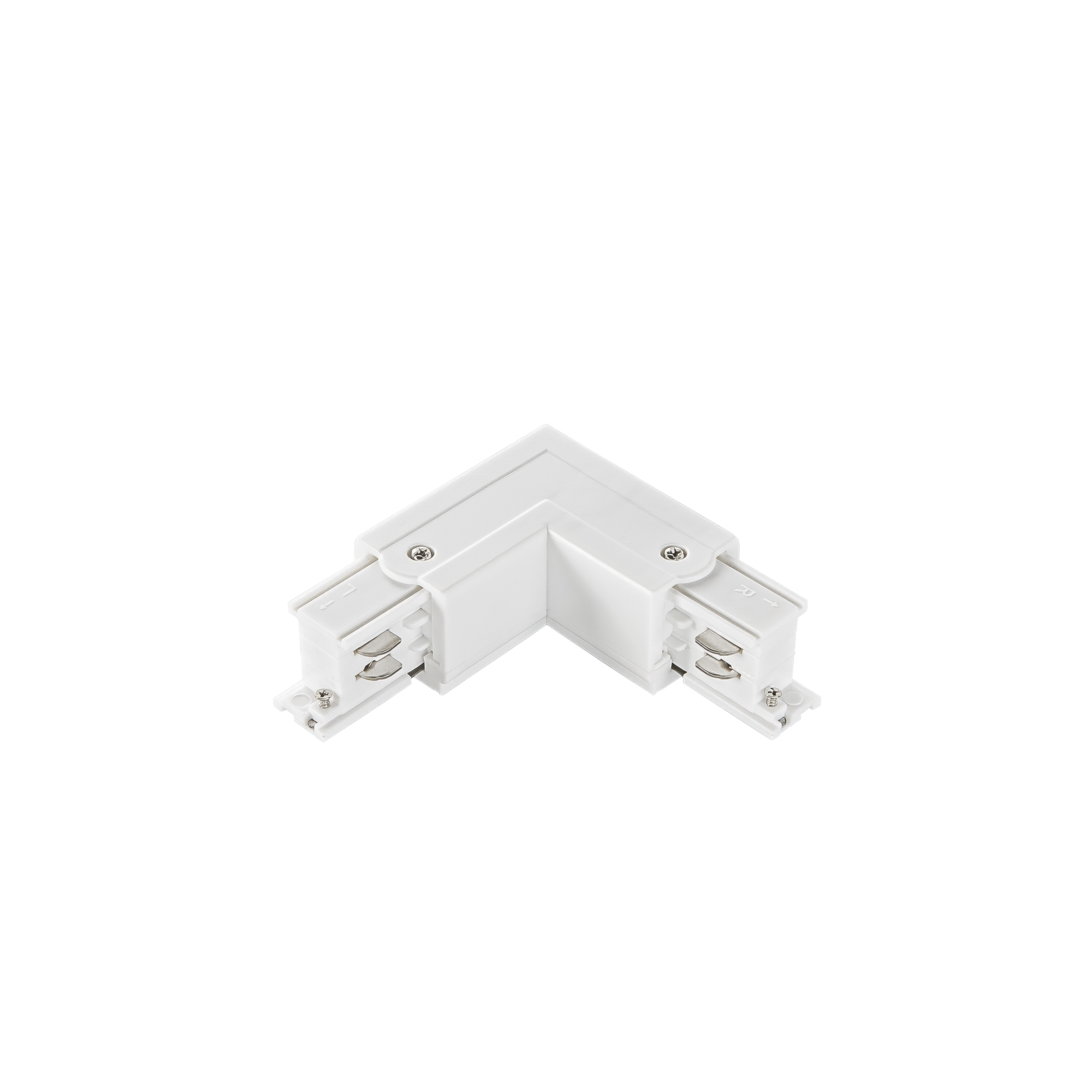 Left angle connector for white RAIL track - Intec