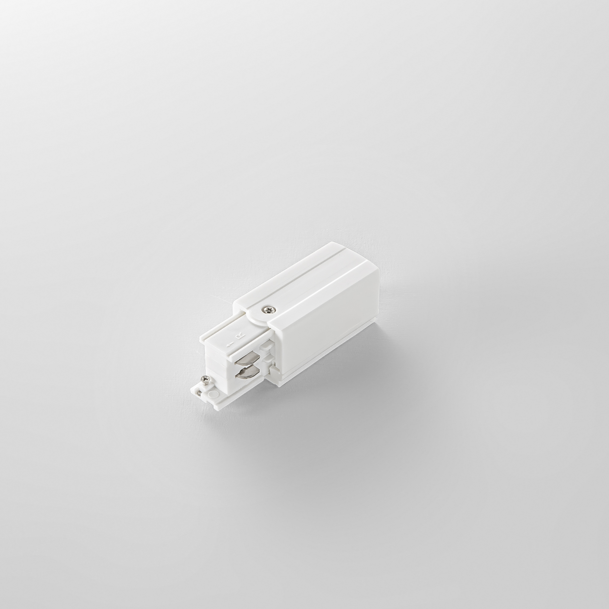 Left connector for white 6-wire RAIL DALI track - Intec