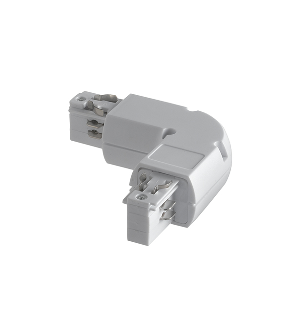 Right L track connector for white three-phase guide rails - Intec