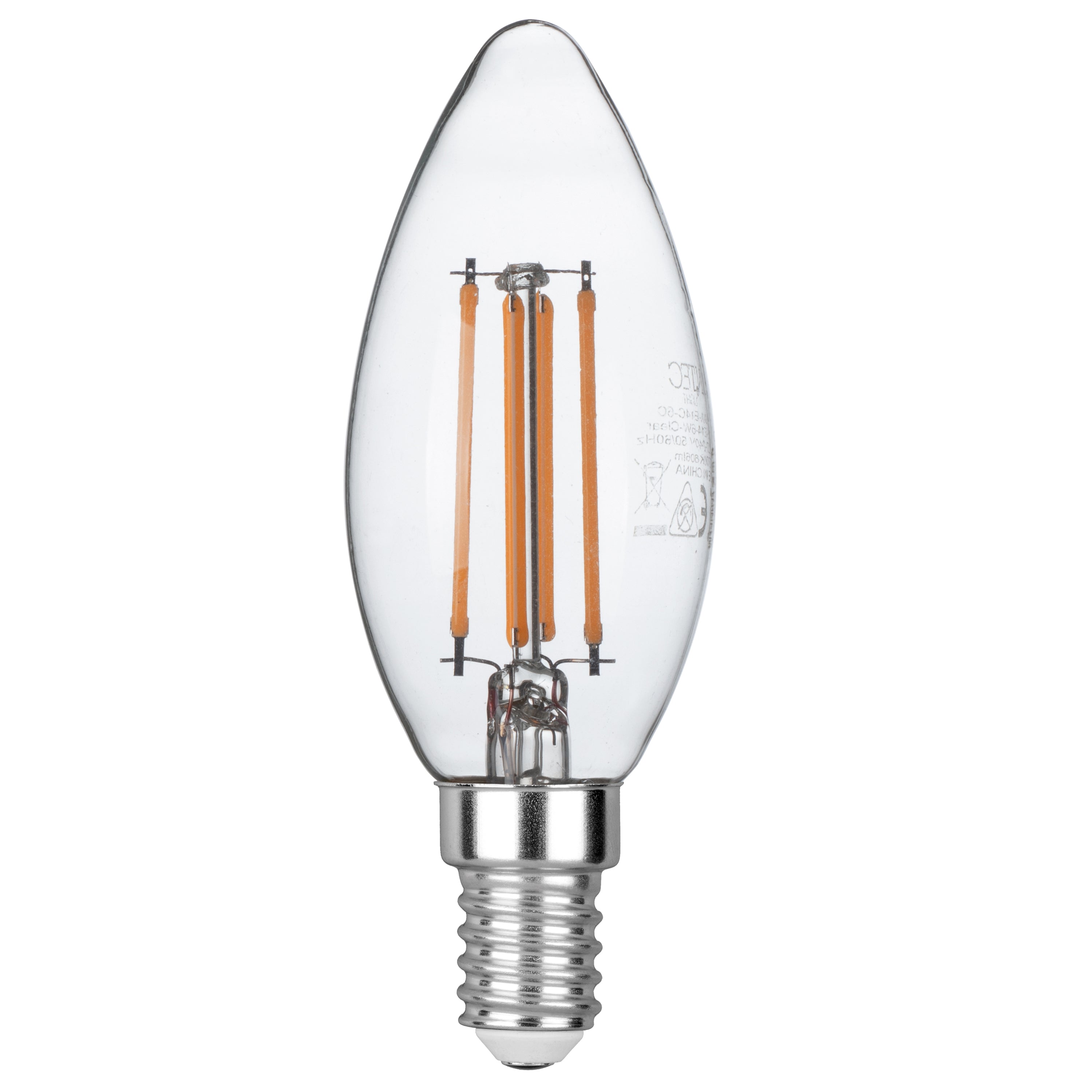 LED bulb E14 transparent Candle COB filament 6W 806lm 2700K - Intec bulbs