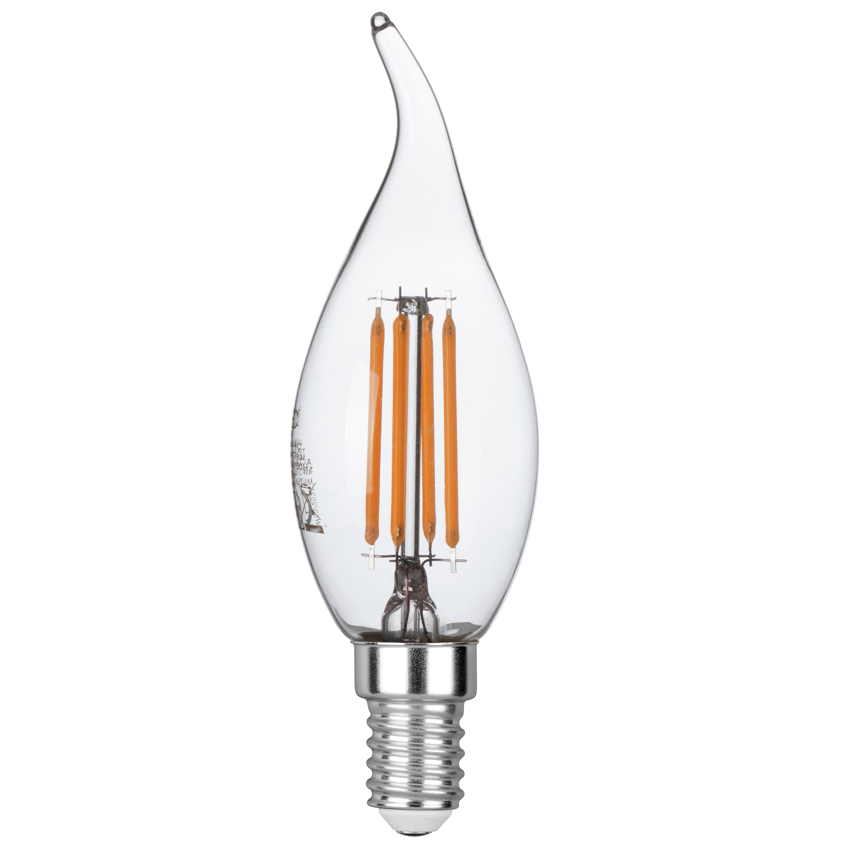 LED bulb E14 Curved Candle transparent COB filament 4W 470lm 2700K - Intec bulbs