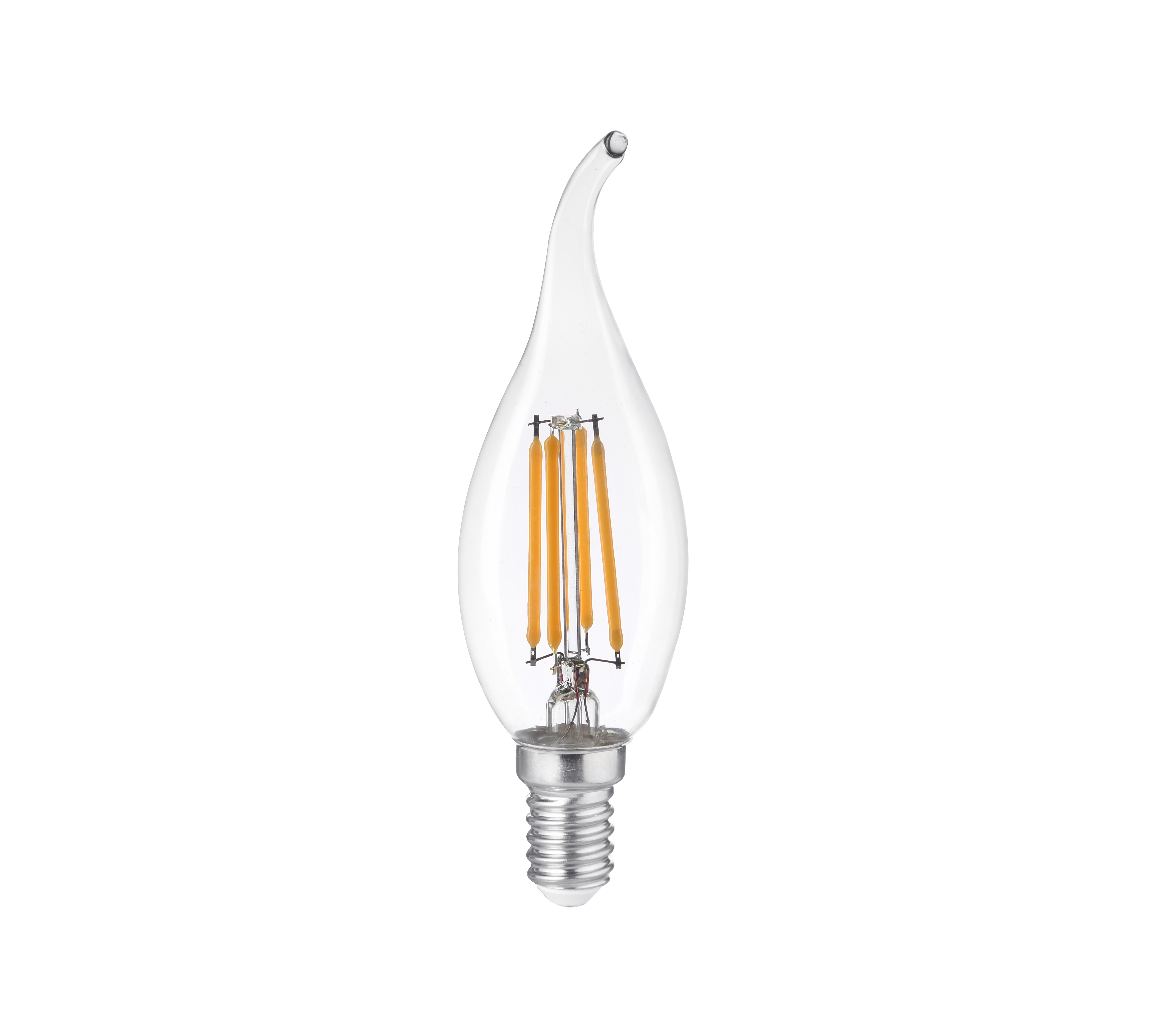 LED bulb E14 Curved Candle transparent COB filament 2.3W 485lm 3000K - Intec bulbs