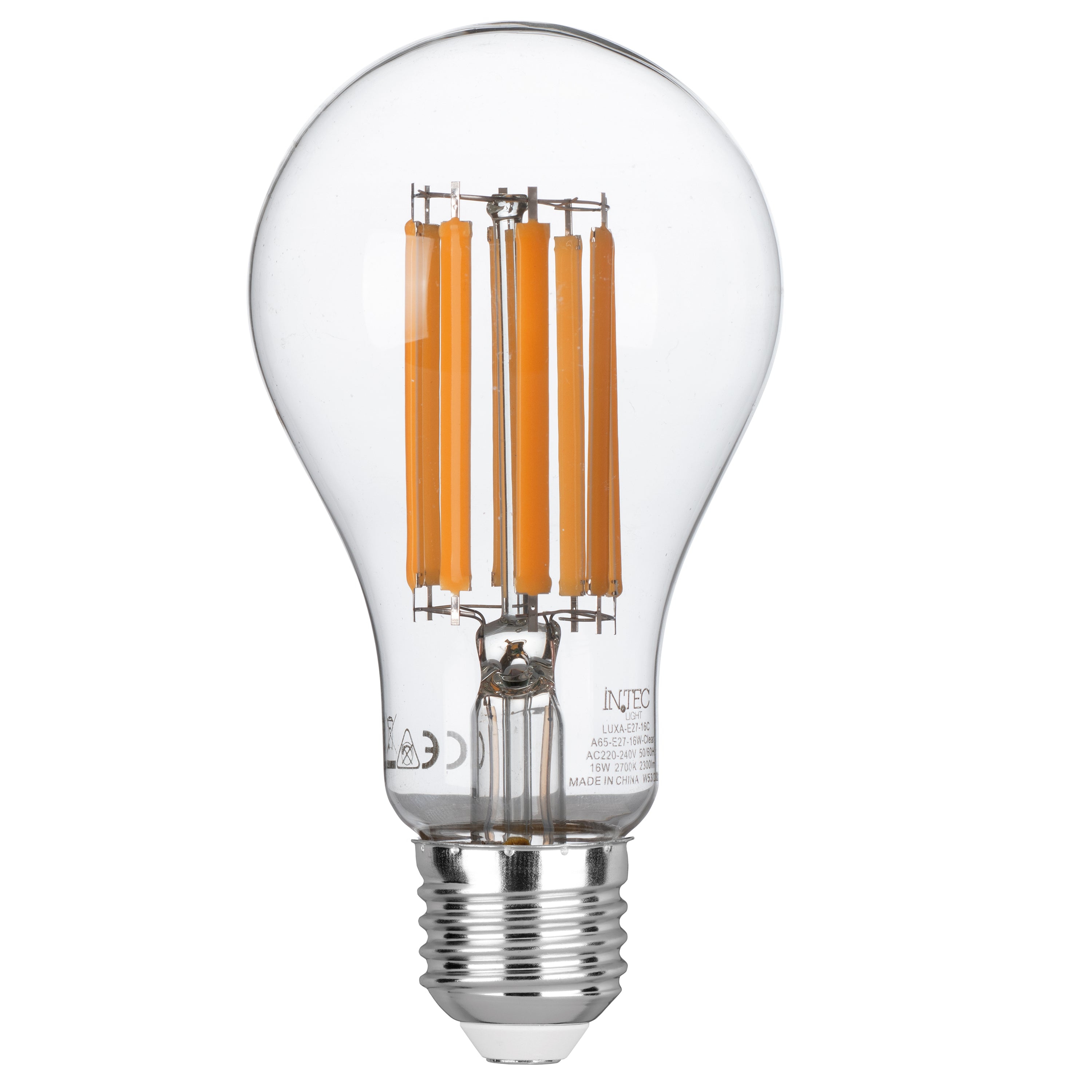 LED bulb E27 white COB filament 16W 2300lm 2700K - Intec bulbs