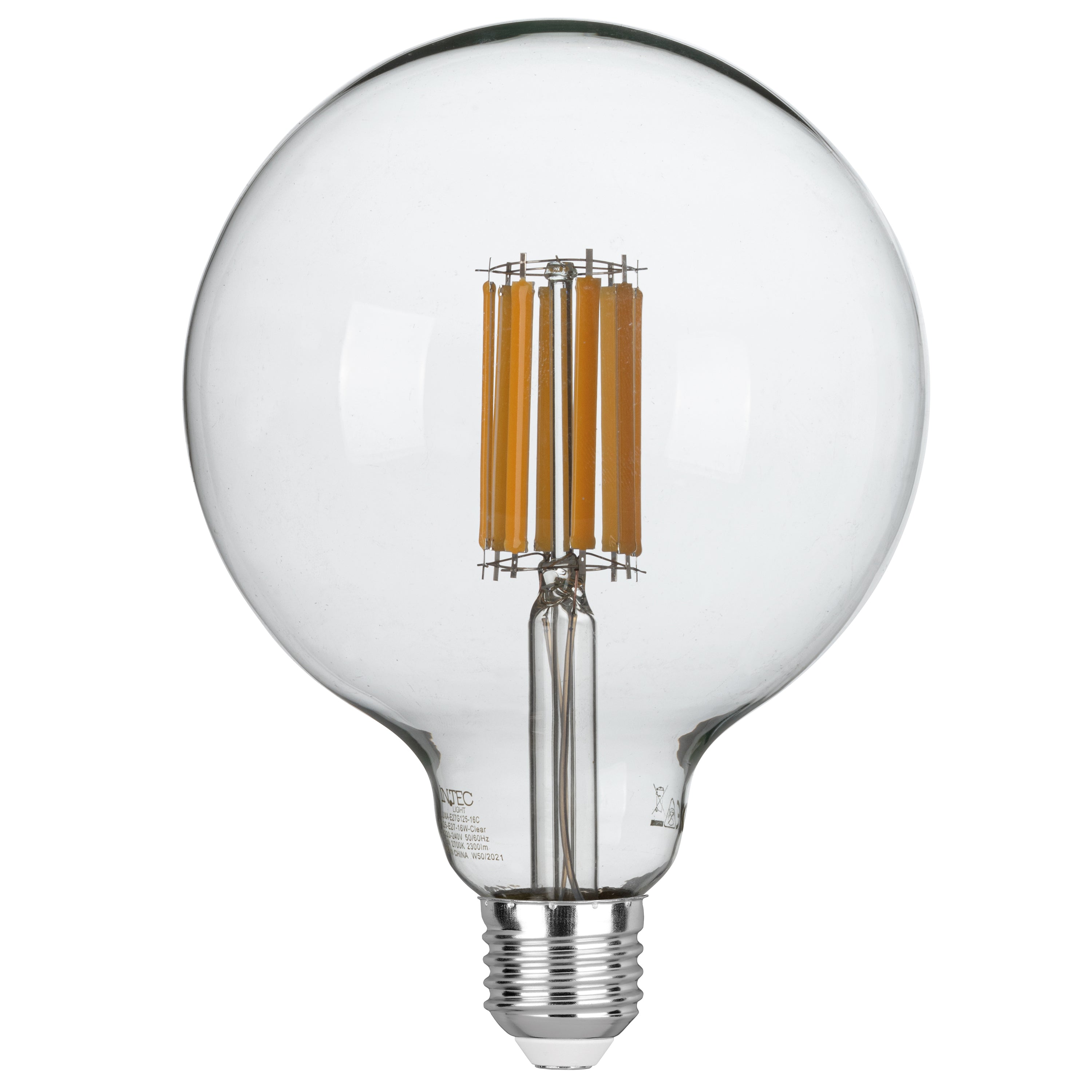 LED bulb E27 Globe G125 transparent COB filament 16W 2300lm 2700K - Intec bulbs