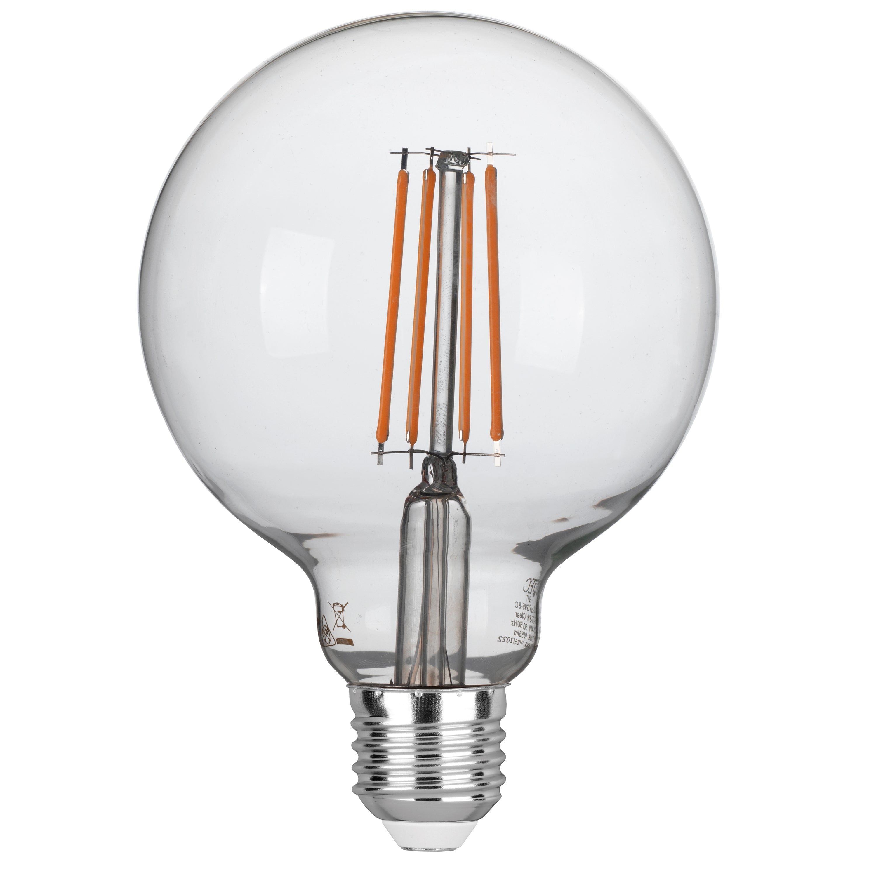 LED bulb E27 Globe G95 transparent COB filament 8W 1055lm 2700K - Intec bulbs
