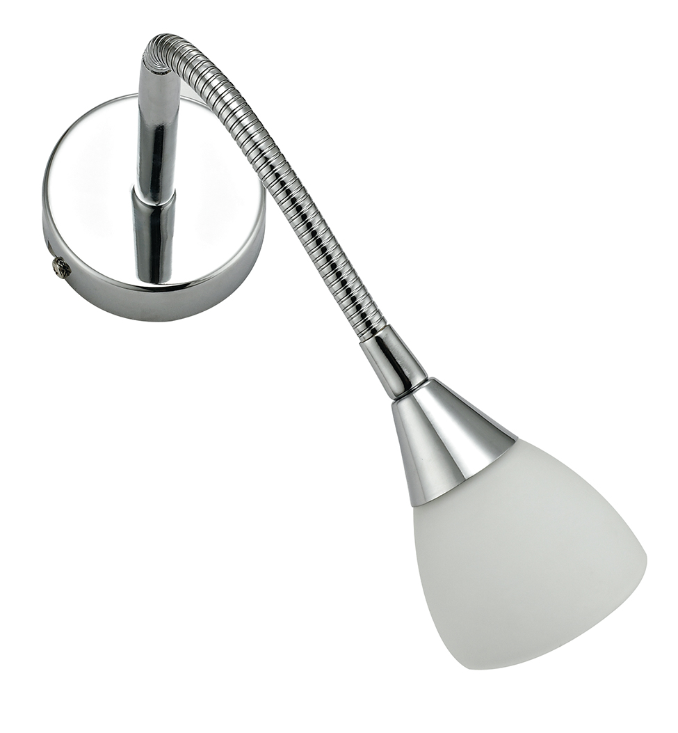 F1 wall light in chrome metal and glass with flexible arm - Intec